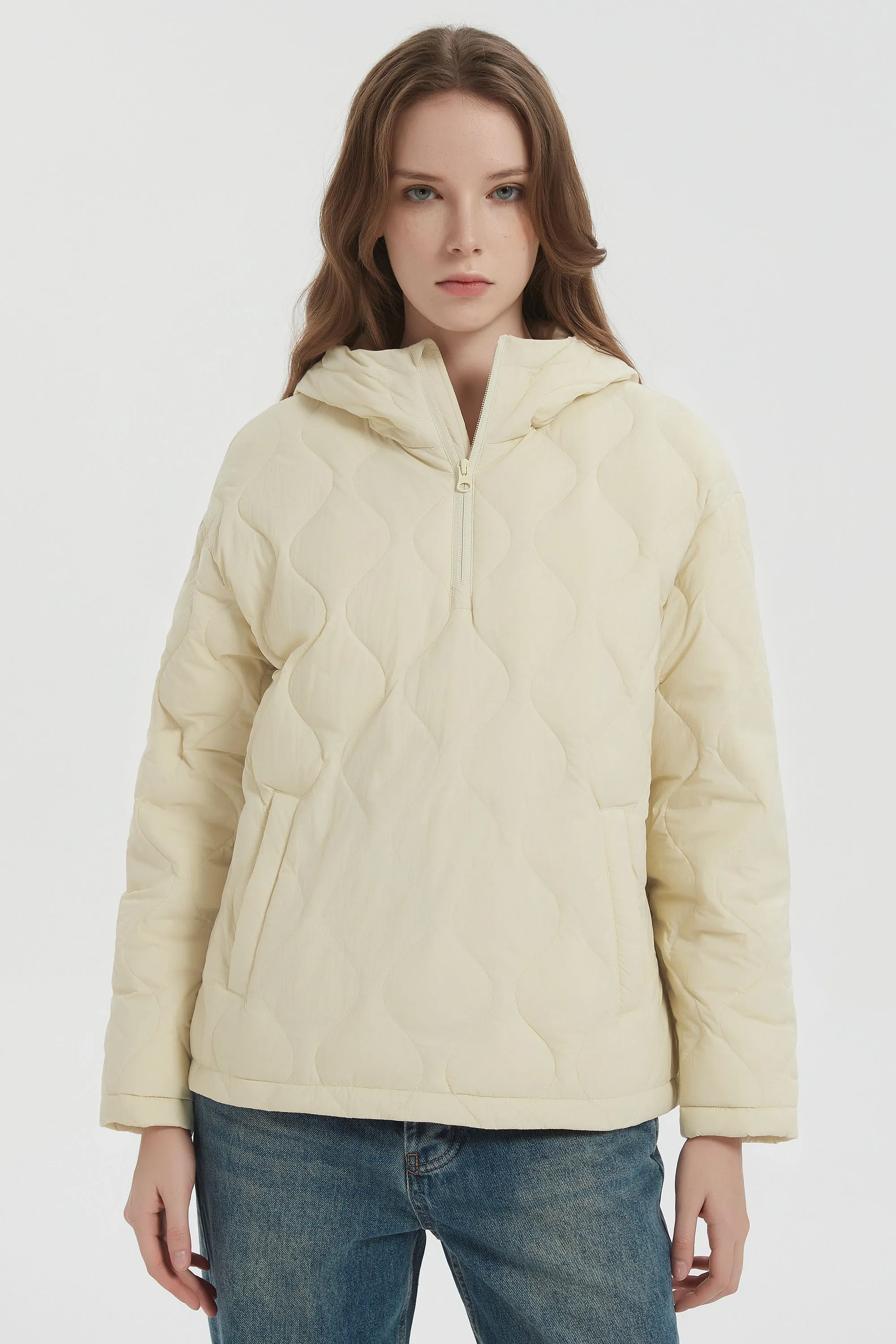 Puffer Jacket Half Zip Hoodies Coat