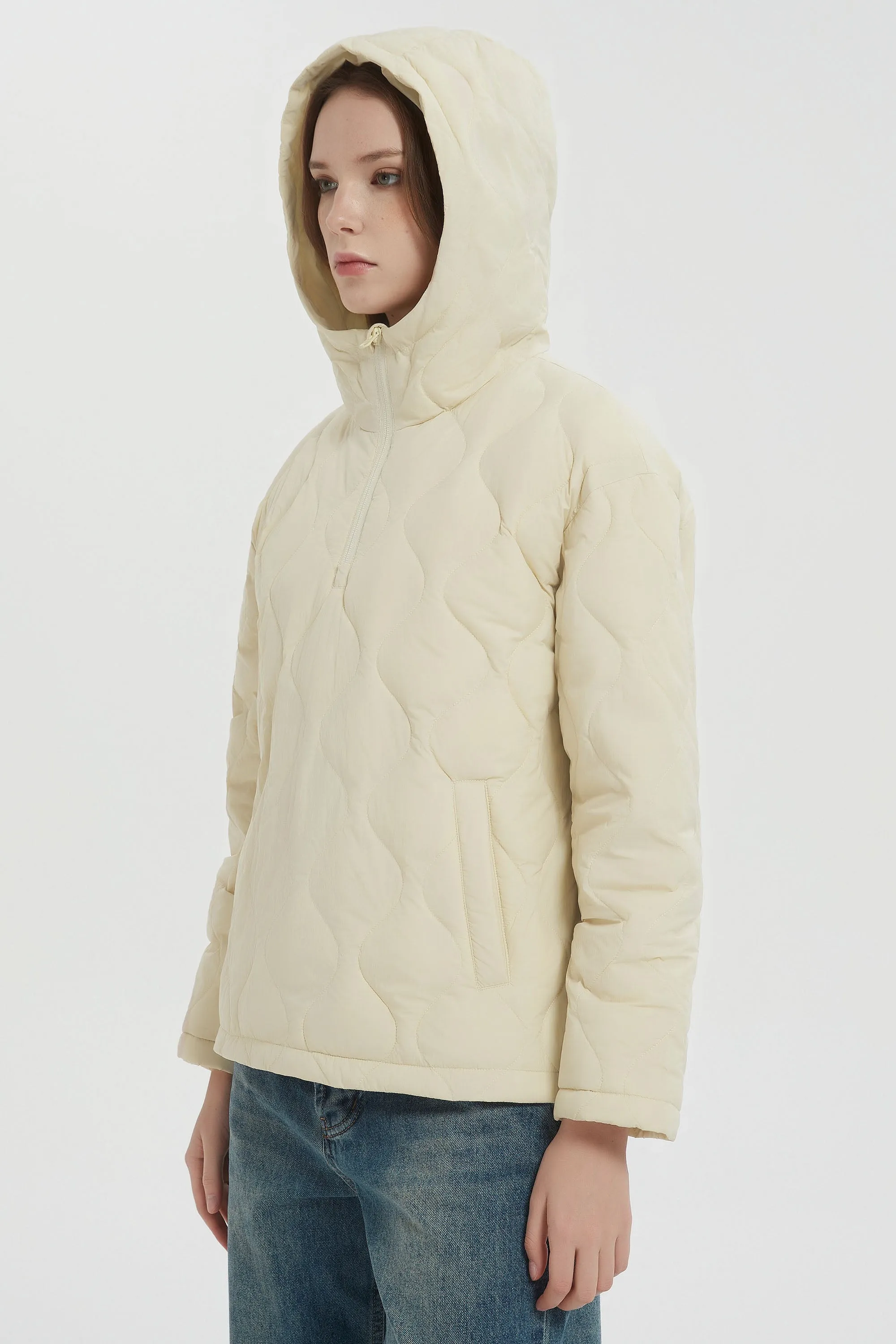 Puffer Jacket Half Zip Hoodies Coat