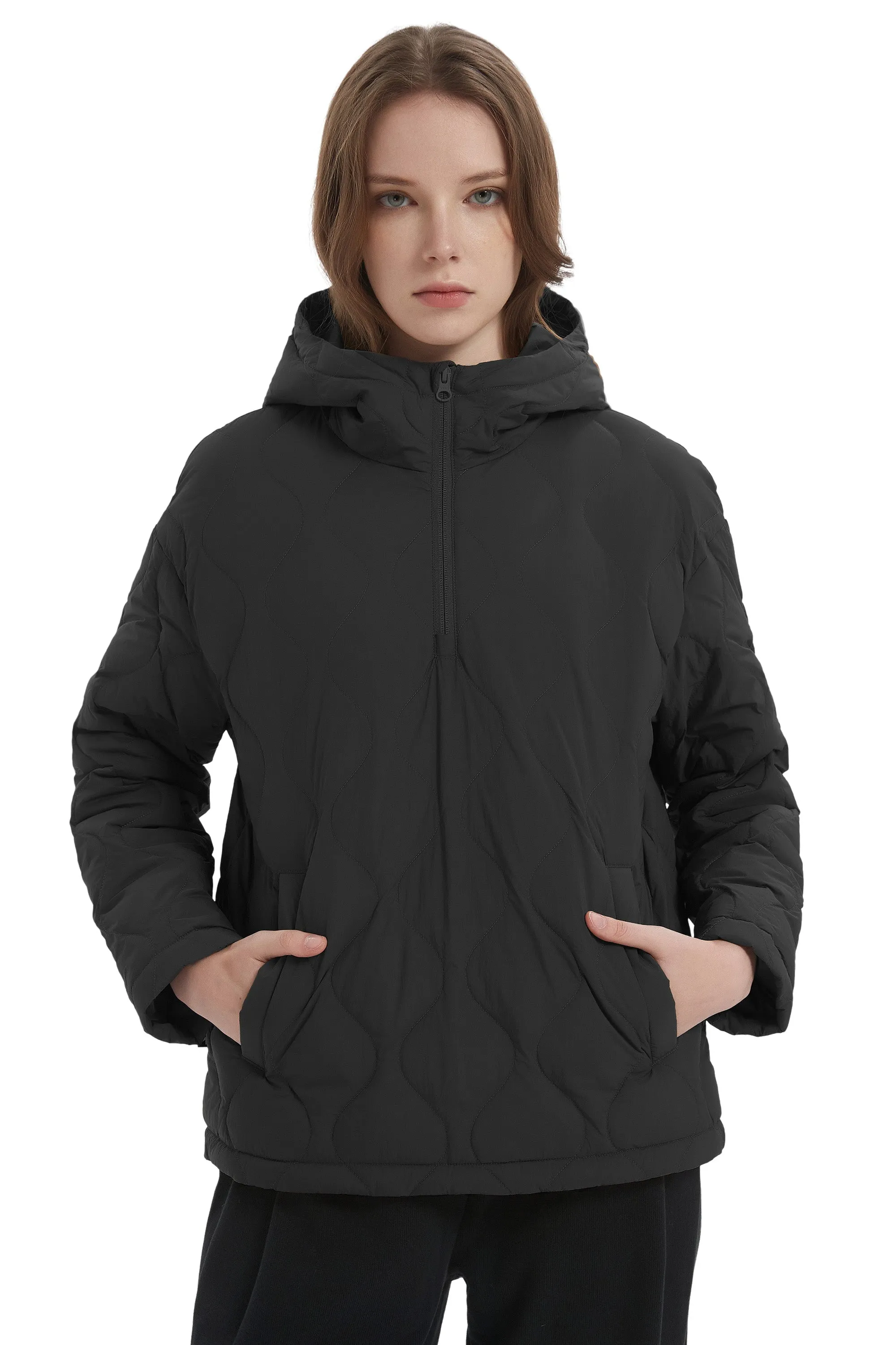 Puffer Jacket Half Zip Hoodies Coat