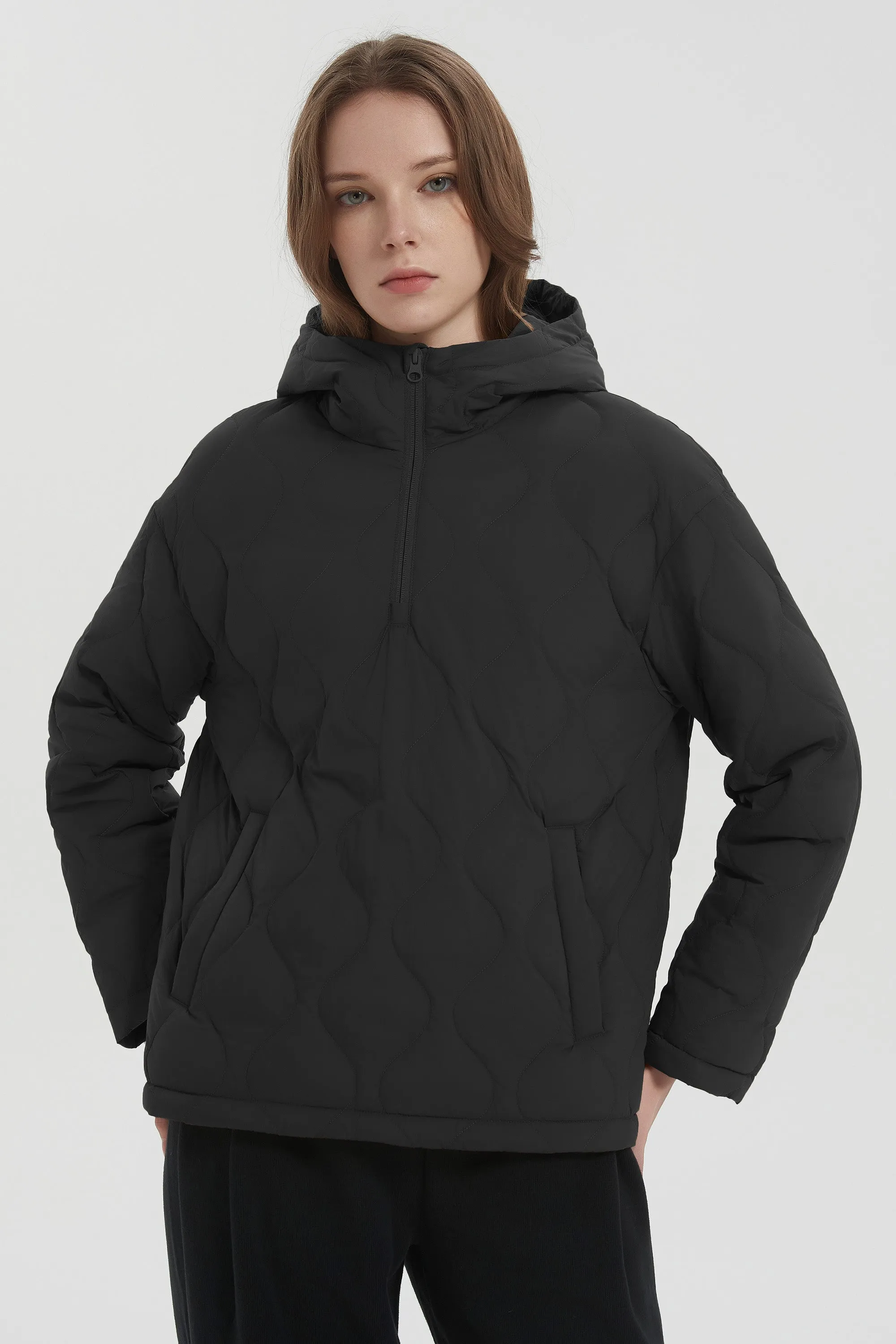 Puffer Jacket Half Zip Hoodies Coat
