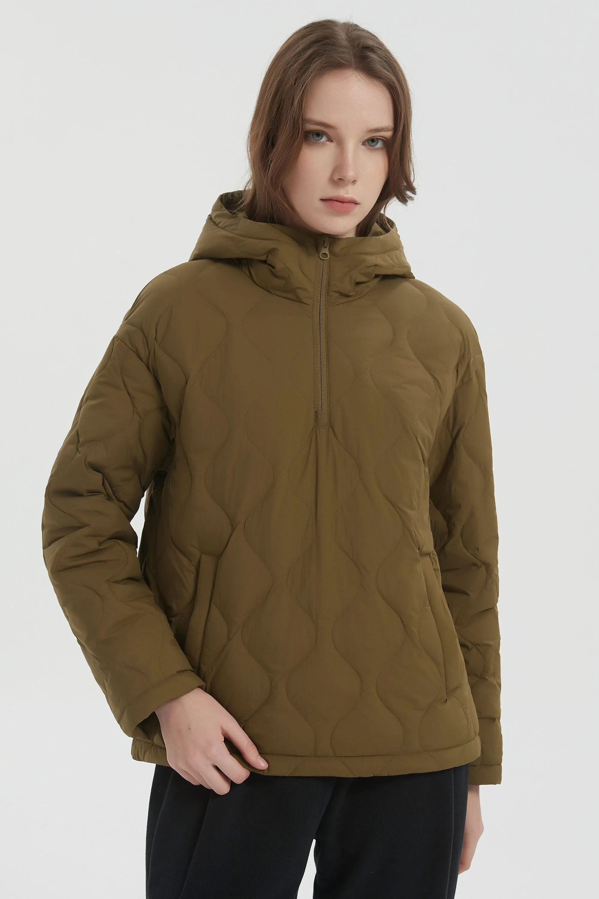 Puffer Jacket Half Zip Hoodies Coat