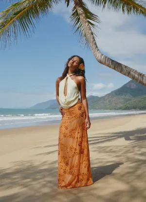 Sustainable Fit Choice Corinna Low Rise Sequin Maxi Skirt - Orange