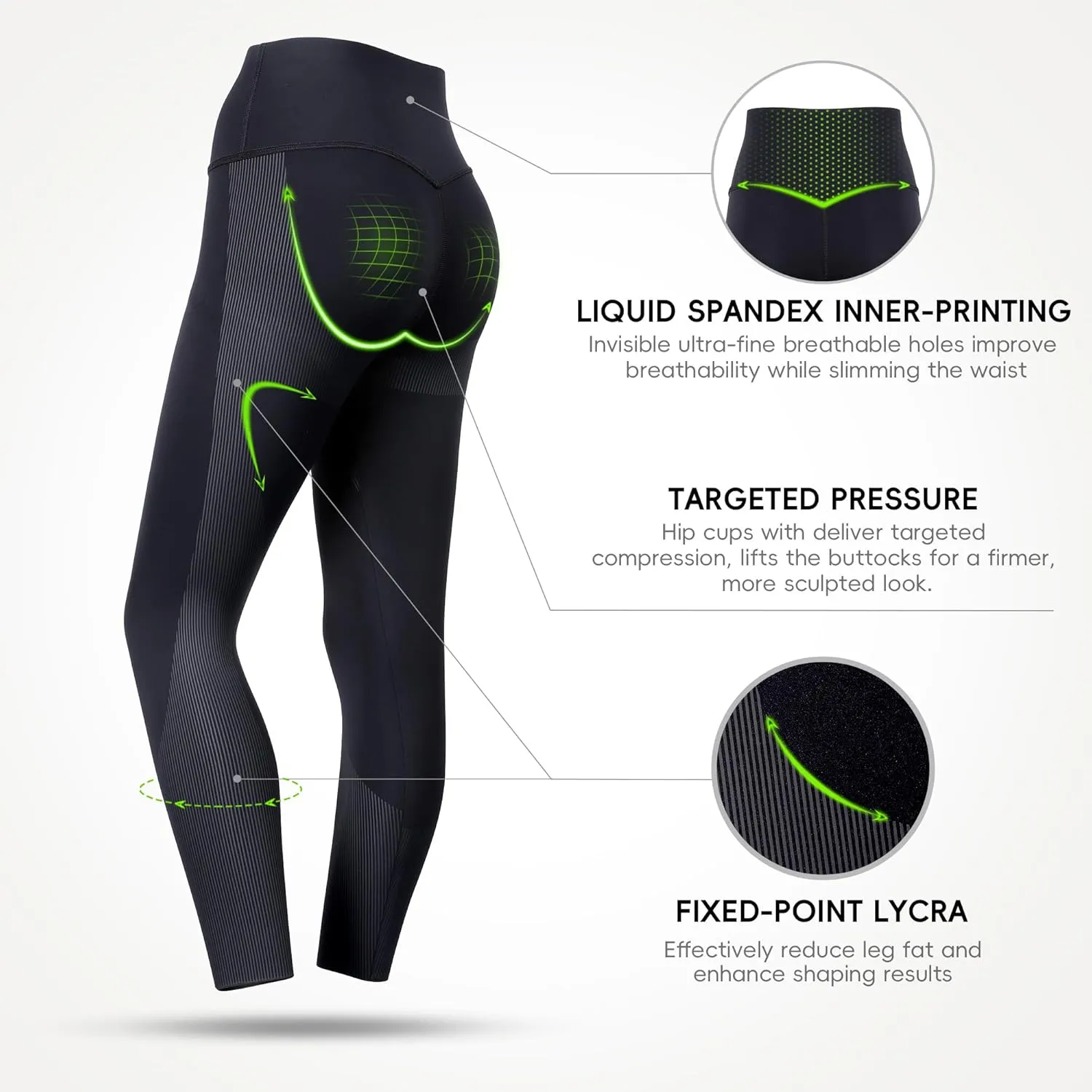 QOU Compression Yoga Leggings, Reversible Yoga Pants High Waist Tummy Control Workout Compression Tights