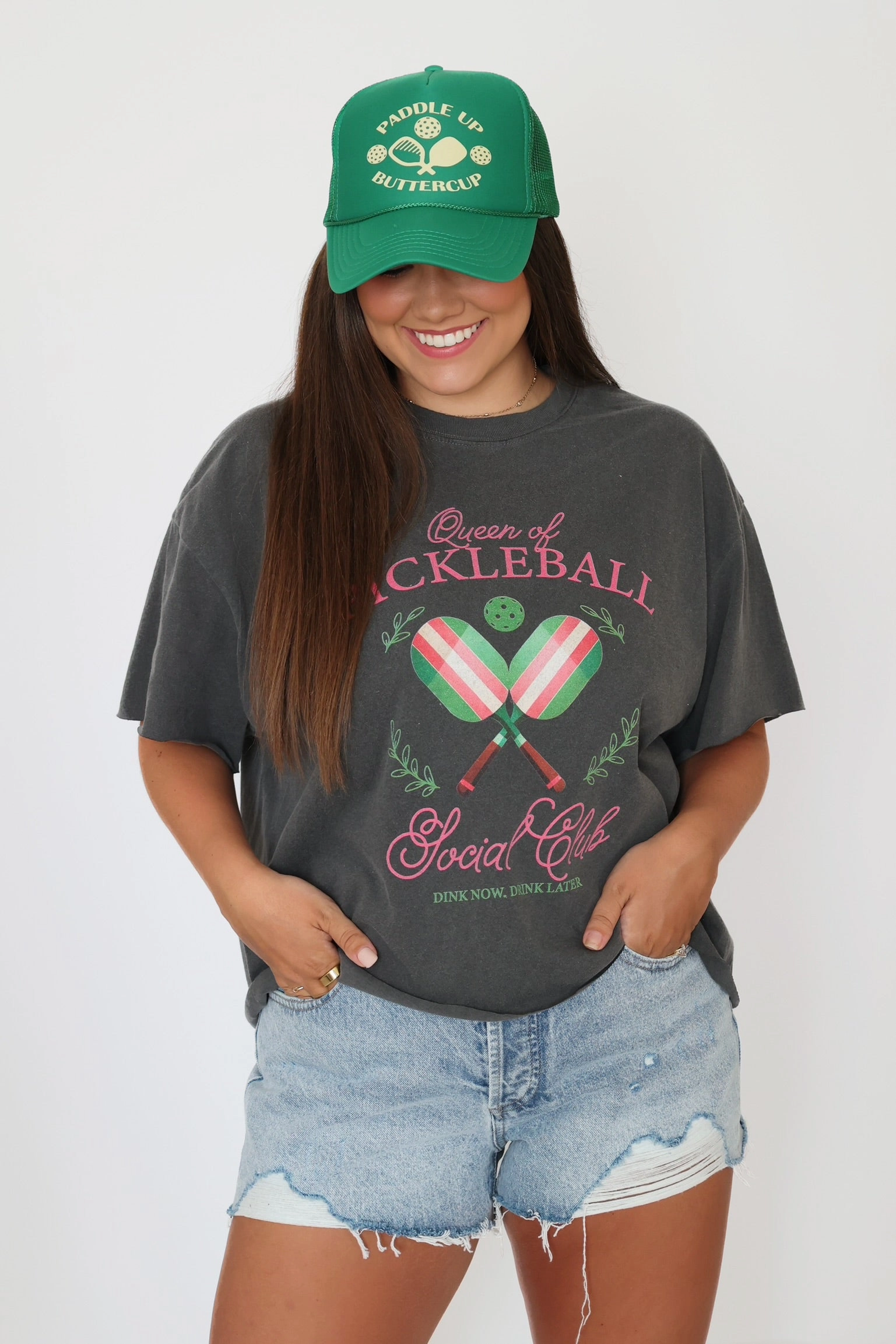 DoubleStitched Construction RollUpCuff Queen of Pickleball Graphic Tee(FINAL SALE)