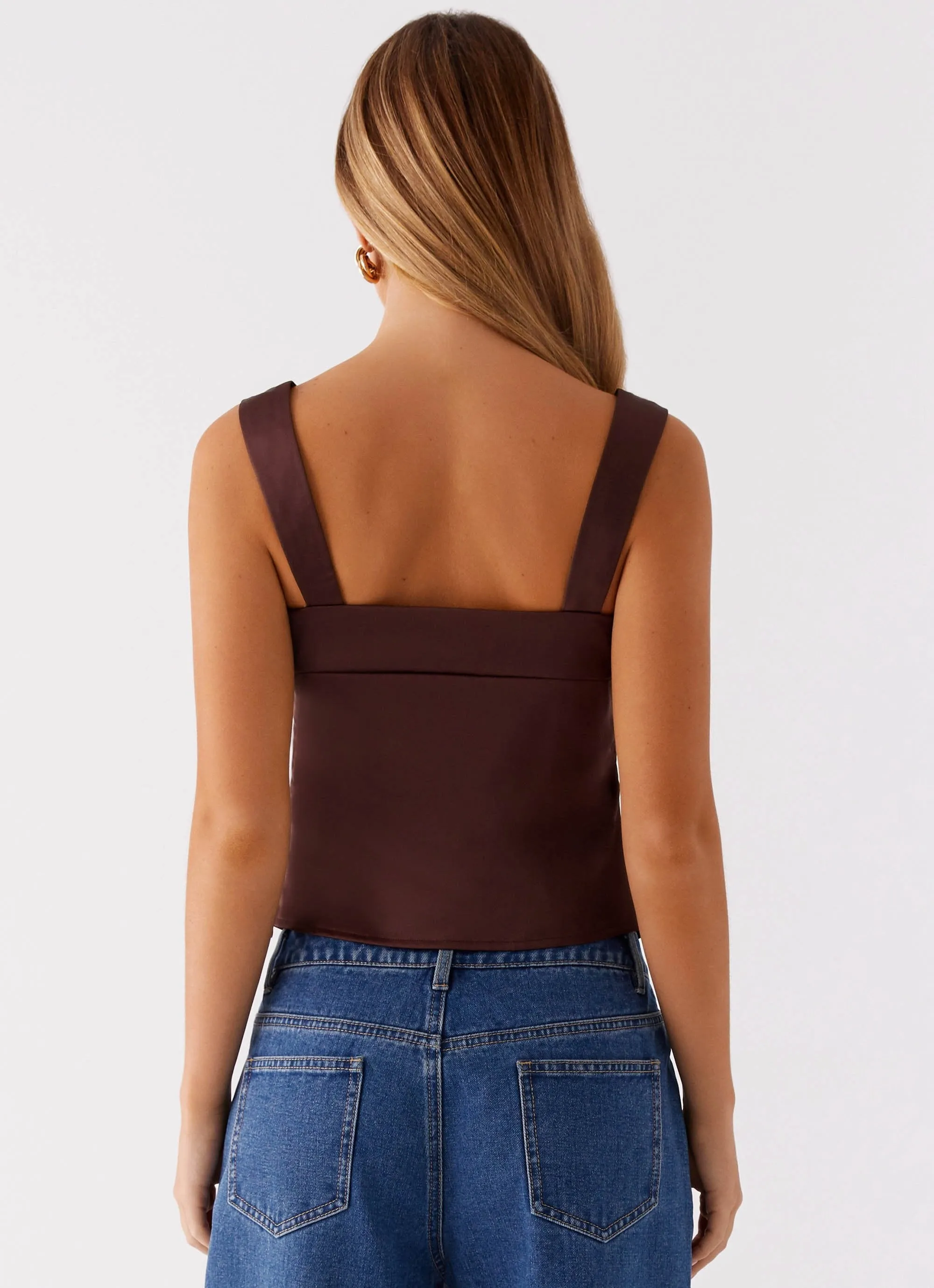 EasyClean Lylah Satin Top - Brown