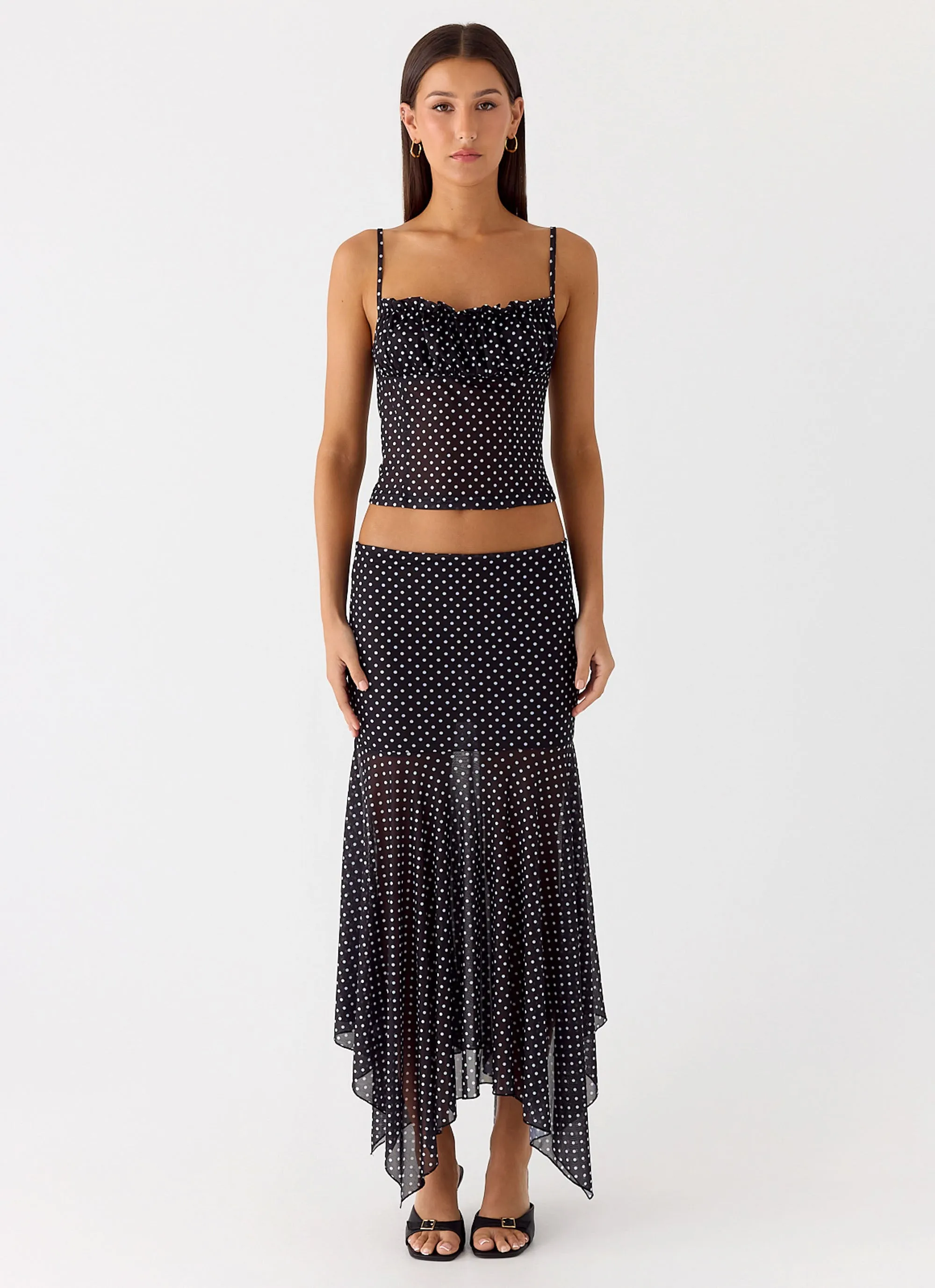 Buffy Maxi Skirt - Black Polkadot Chill Wear