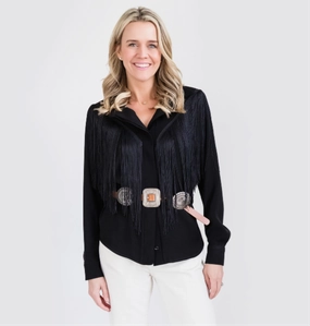 Go Anywhere MASON by MASON'S DAUGHTER | Loretta Western Fringe Top, Black