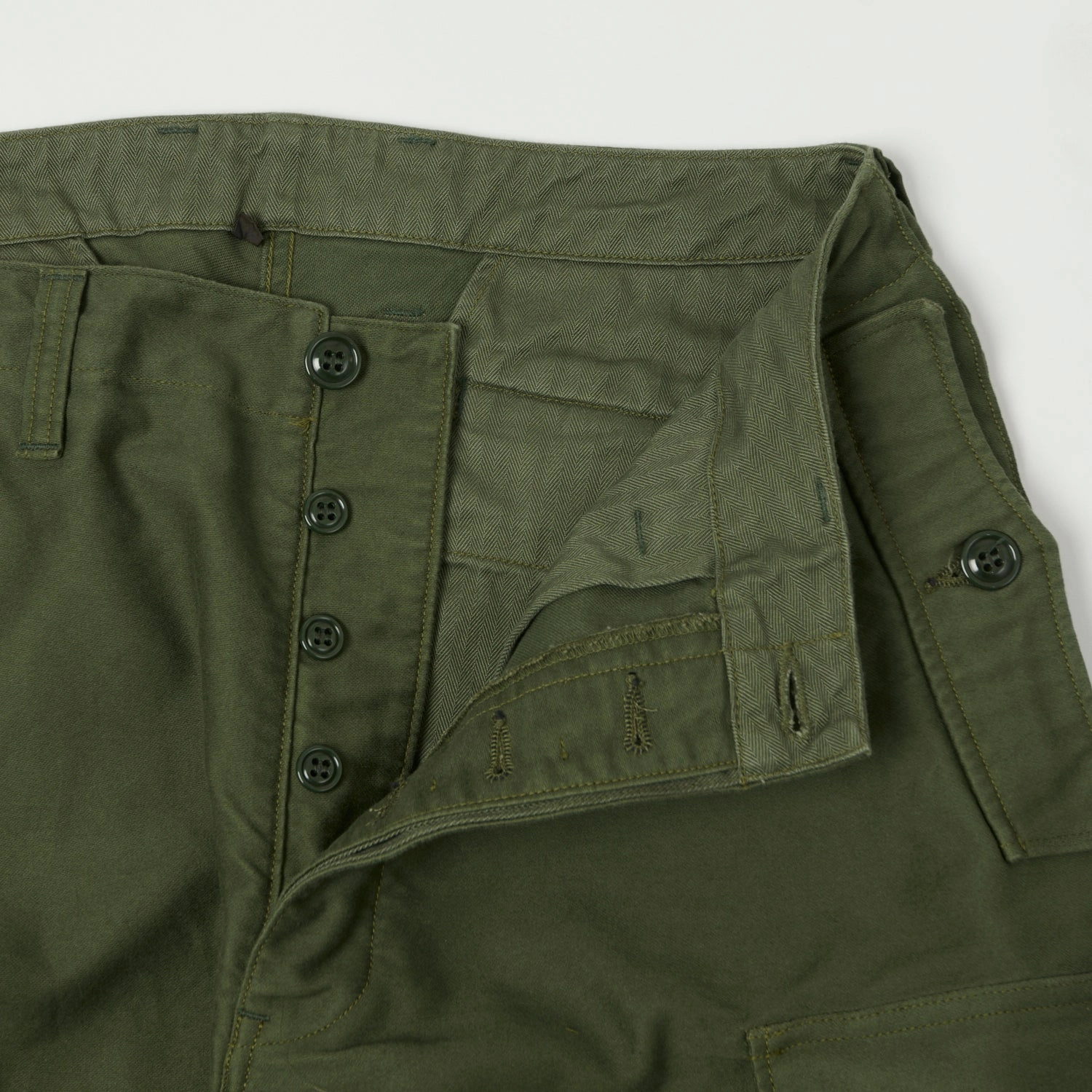 Freewheelers & Co Union Special Overalls 'Ground Crew' Trousers - Olive Sustainable Material Blend Sporty Style