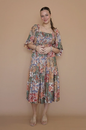 Vintage Shirt SubtleTexture Carlita Maxi Dress