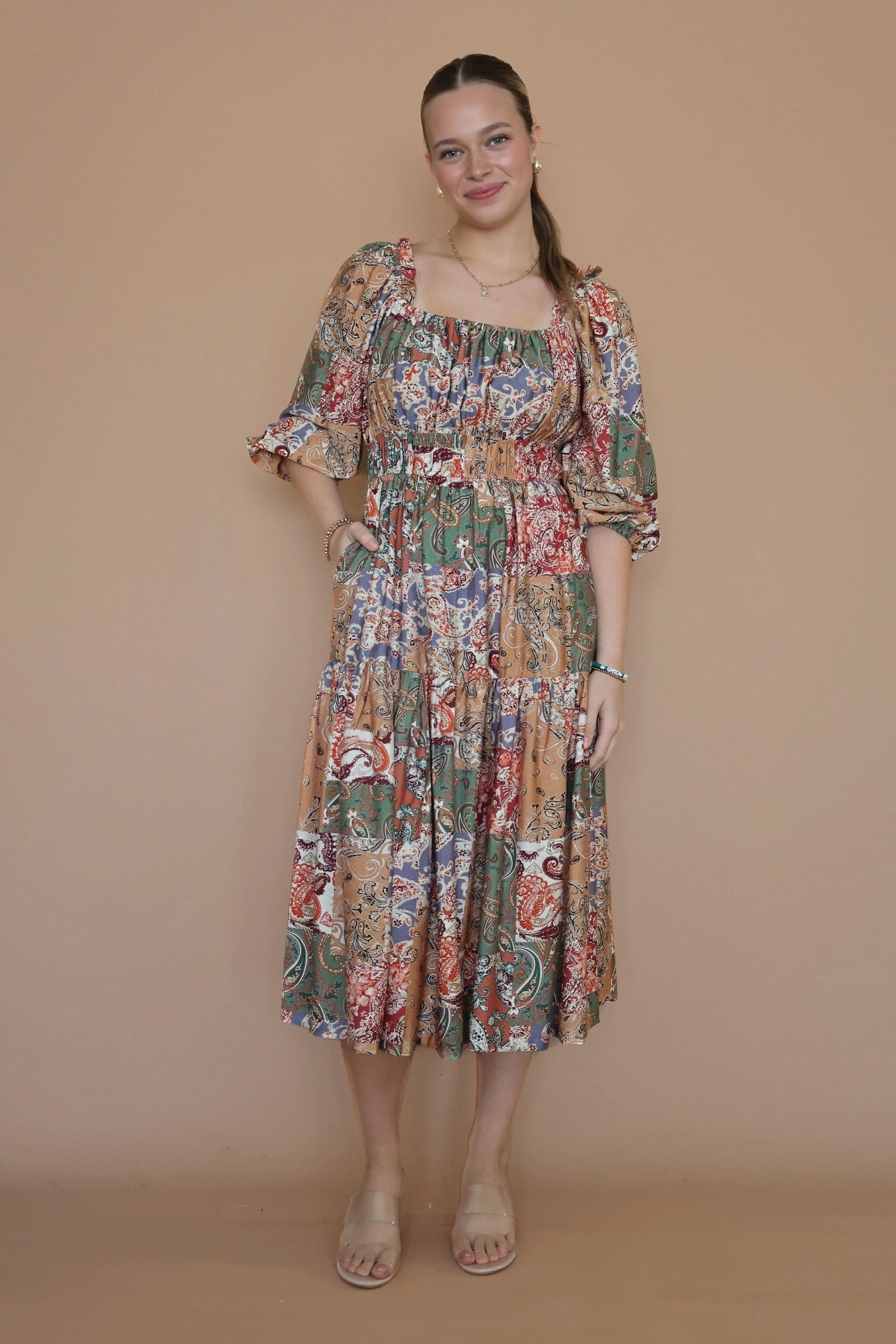 Layered Look ZipperedPockets Carlita Maxi Dress