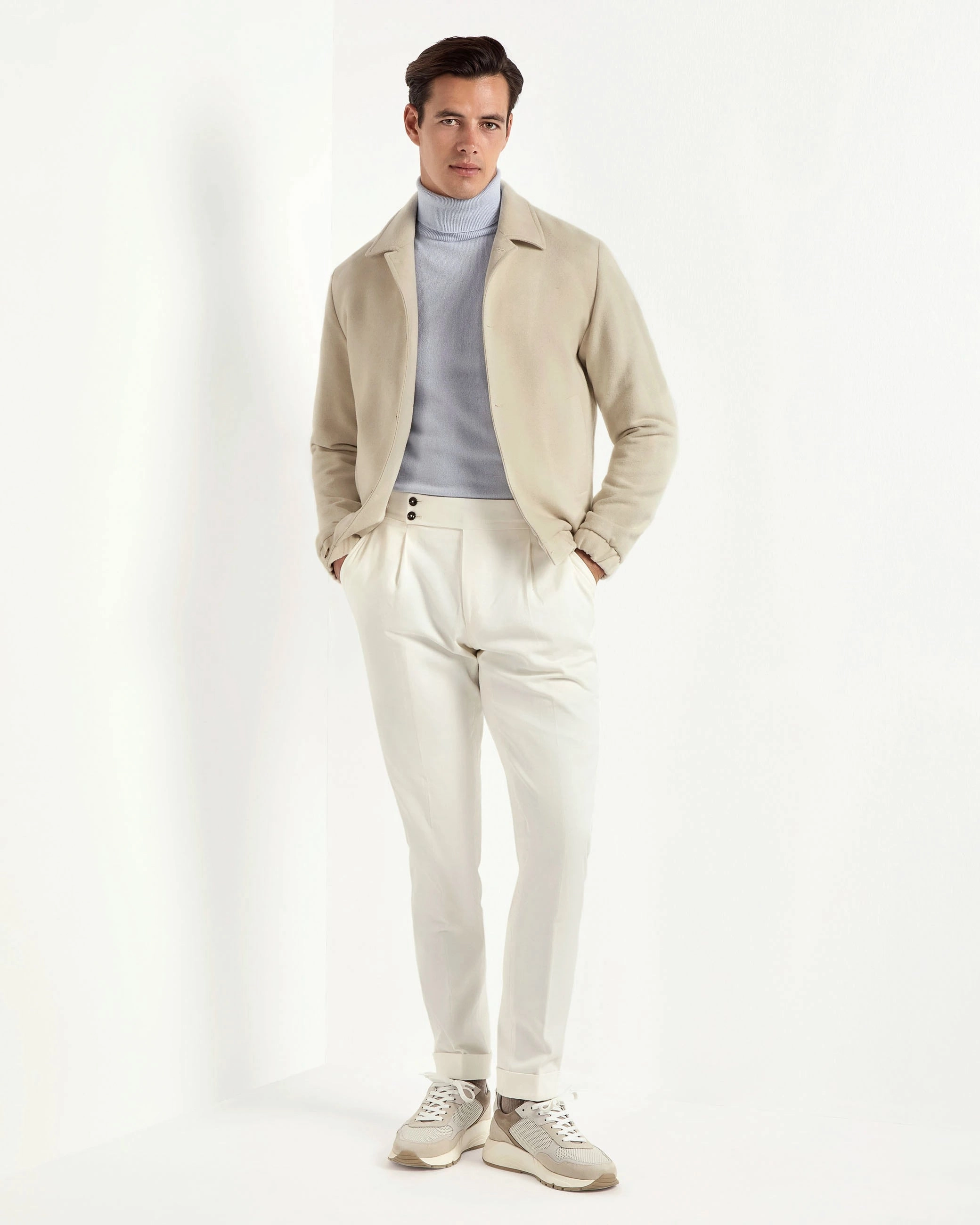 PFC Free Waterproofing Off-white bomber jacket - Made in Italy