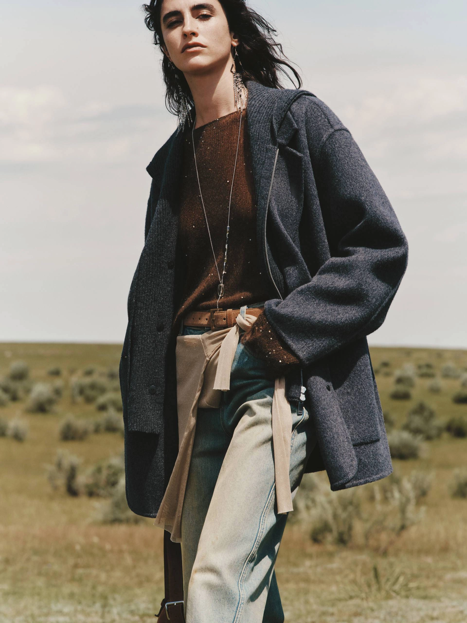 Wool Blend Hooded Coat Seamless construction