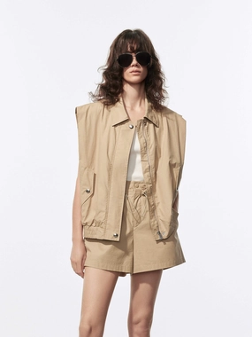 Cotton Sleeveless Jacket DoubleLayeredEdges Windproof Thermal Shell