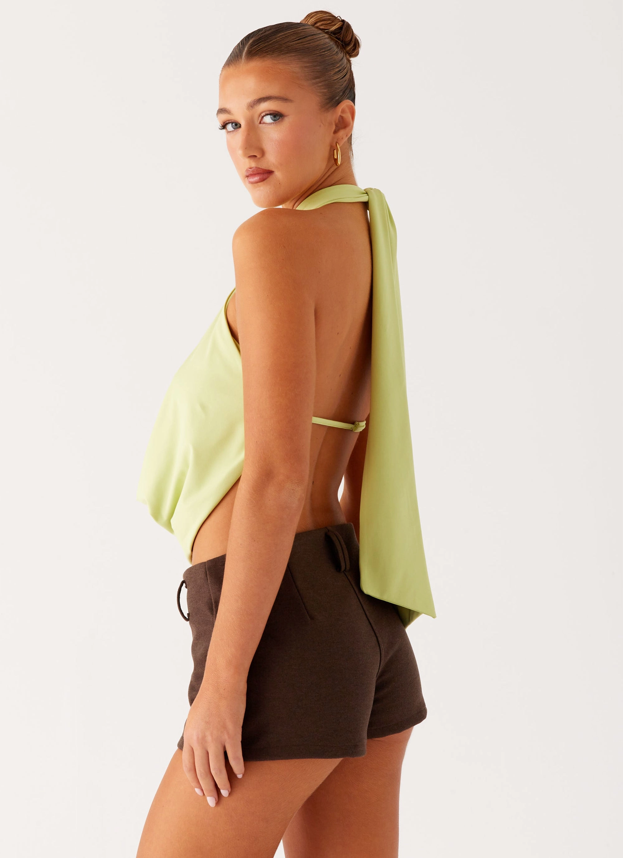 Paradisa Top - Green Seamless Knit Design Ribbed Hemline