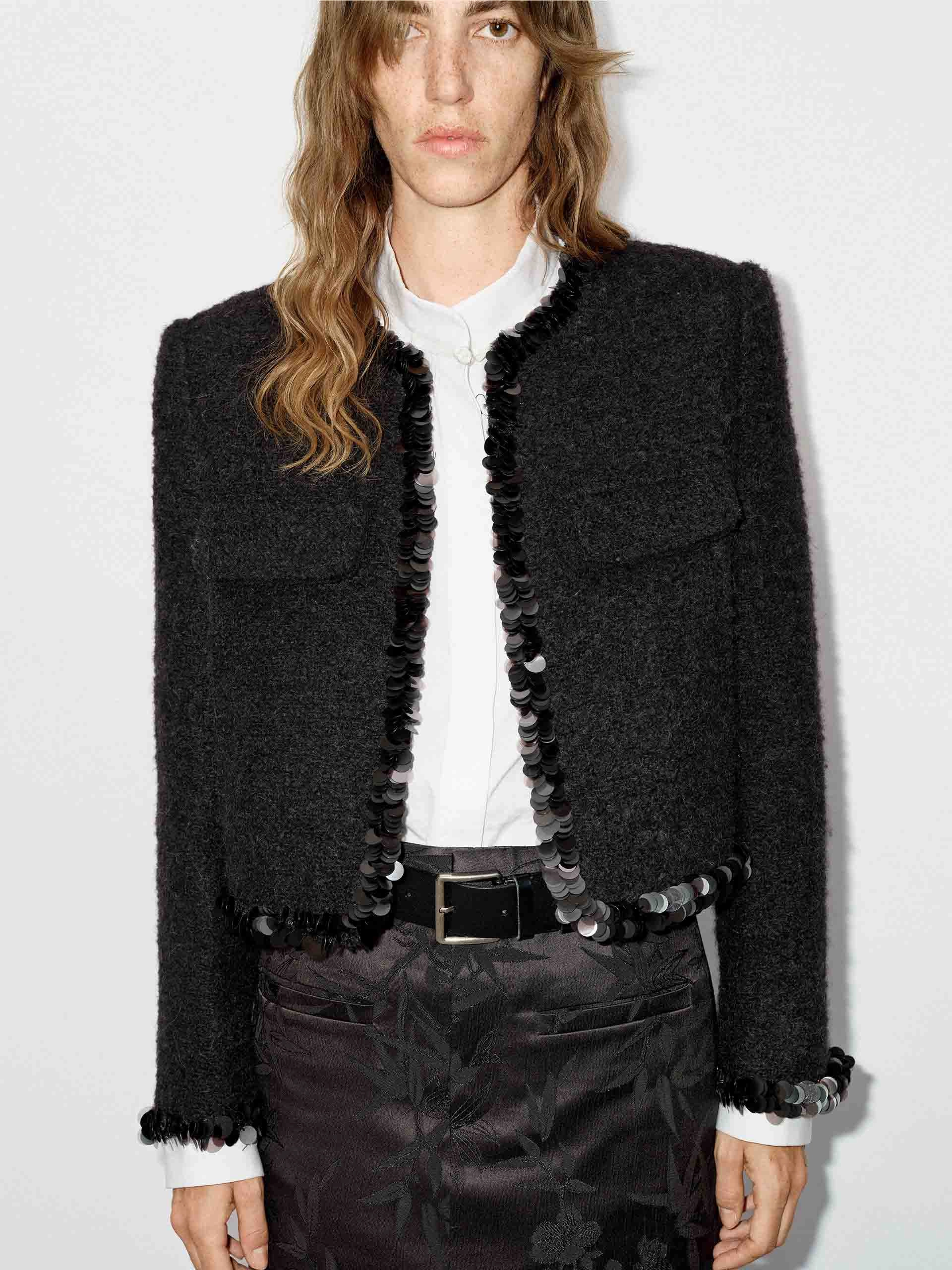 Wool Blend Tweed Jacket Climate Adaptive Design AntiStatic Inner Layer