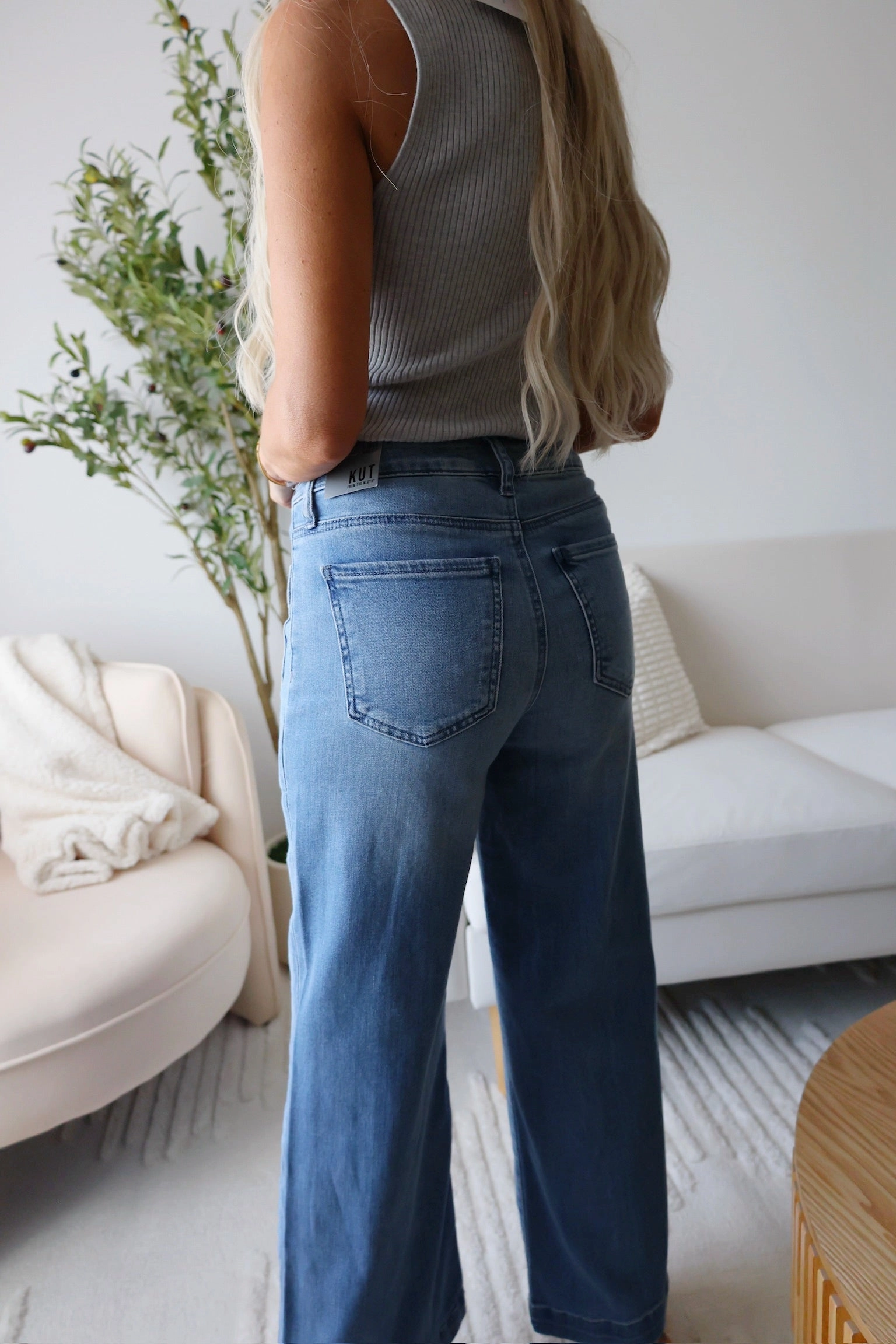 Meg High Rise Fab Ab Wide Leg Jean - Assertive Trendy Shirt Non Restrictive Fit