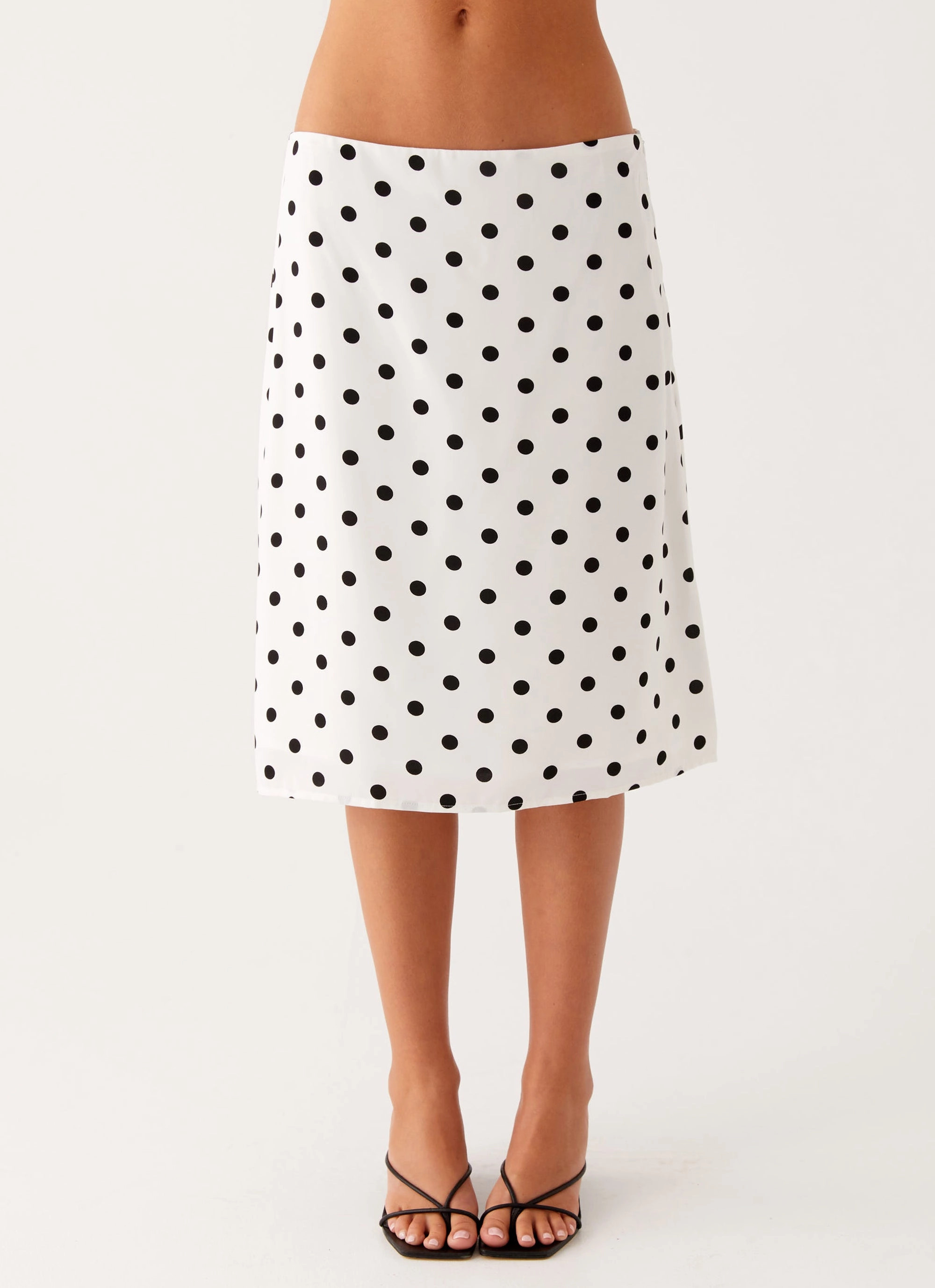 LightweightComfort Evoke Chiffon Midi Skirt - White Polka Dot