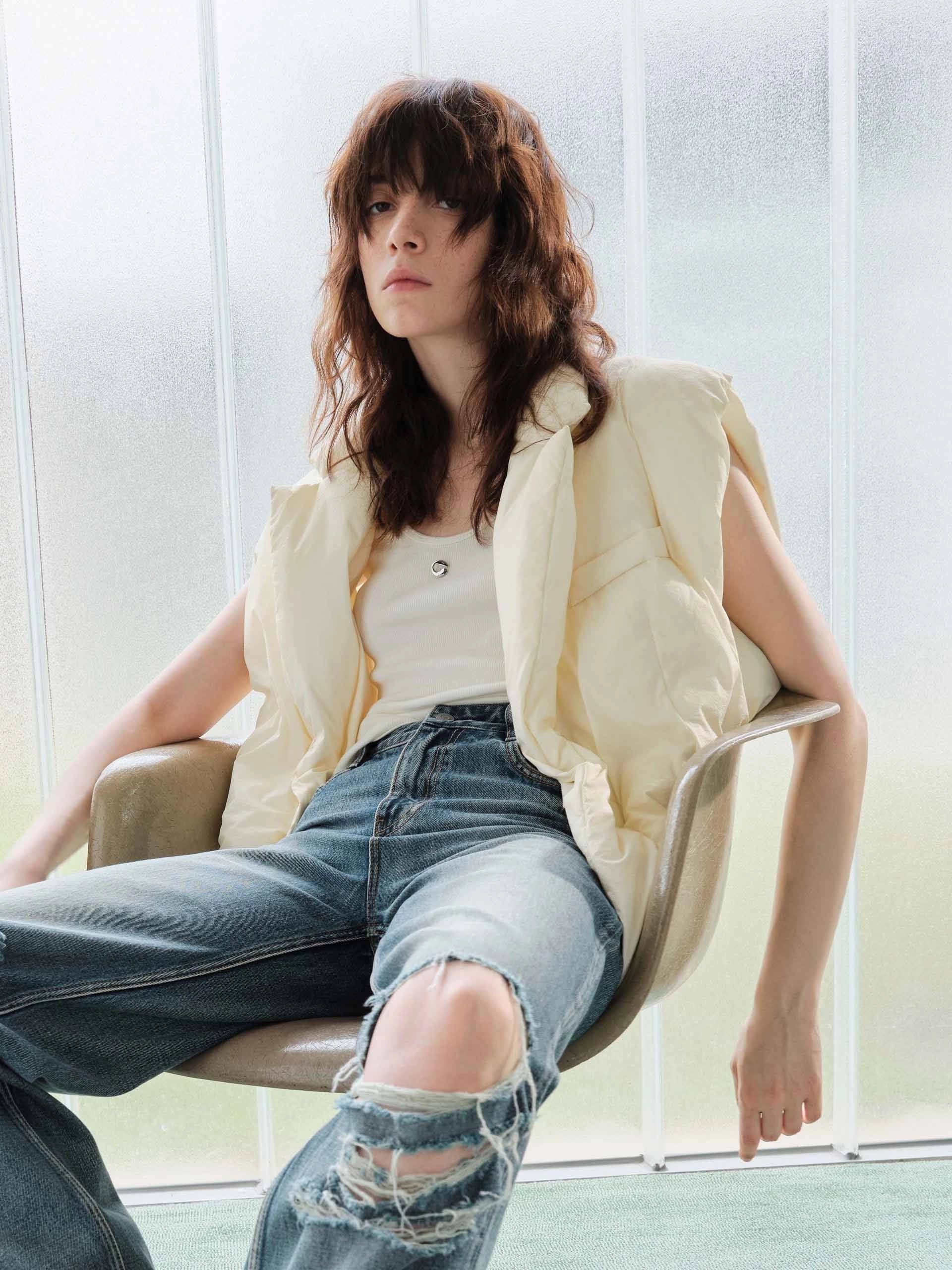 Quilted Goose Down Vest Layered Comfort Look