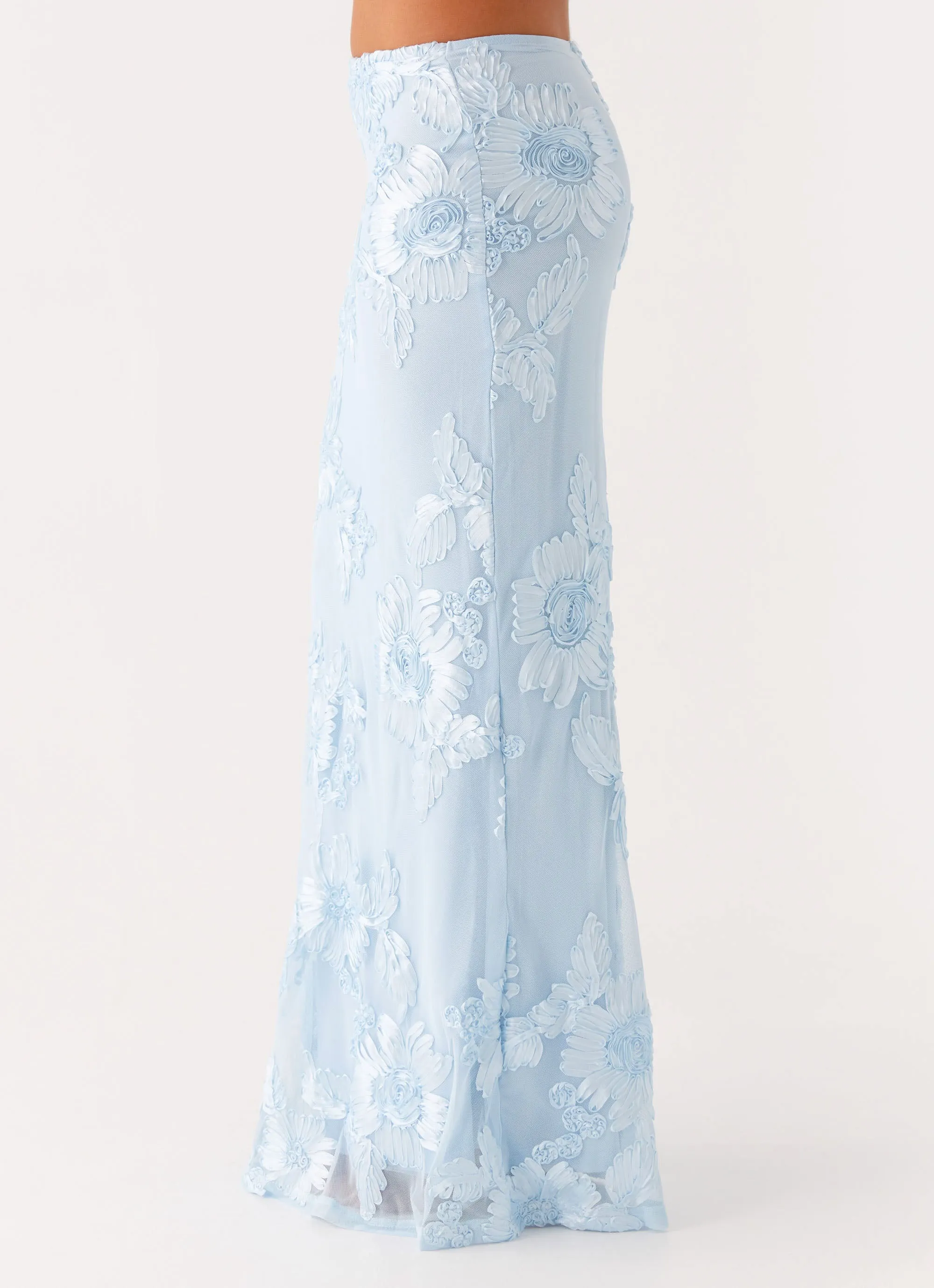 Radiate Maxi Skirt - Blue Button Details