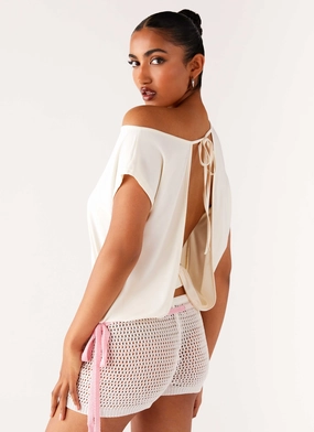 Raeni Off Shoulder Top - Ivory AbrasionResistantEdging