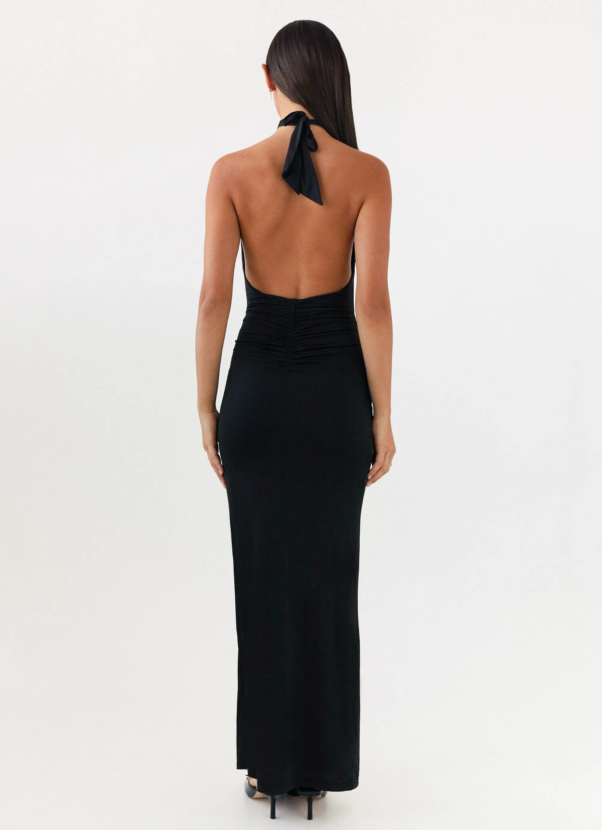 Samara Halterneck Maxi Dress - Black Chic Wardrobe All day wearability