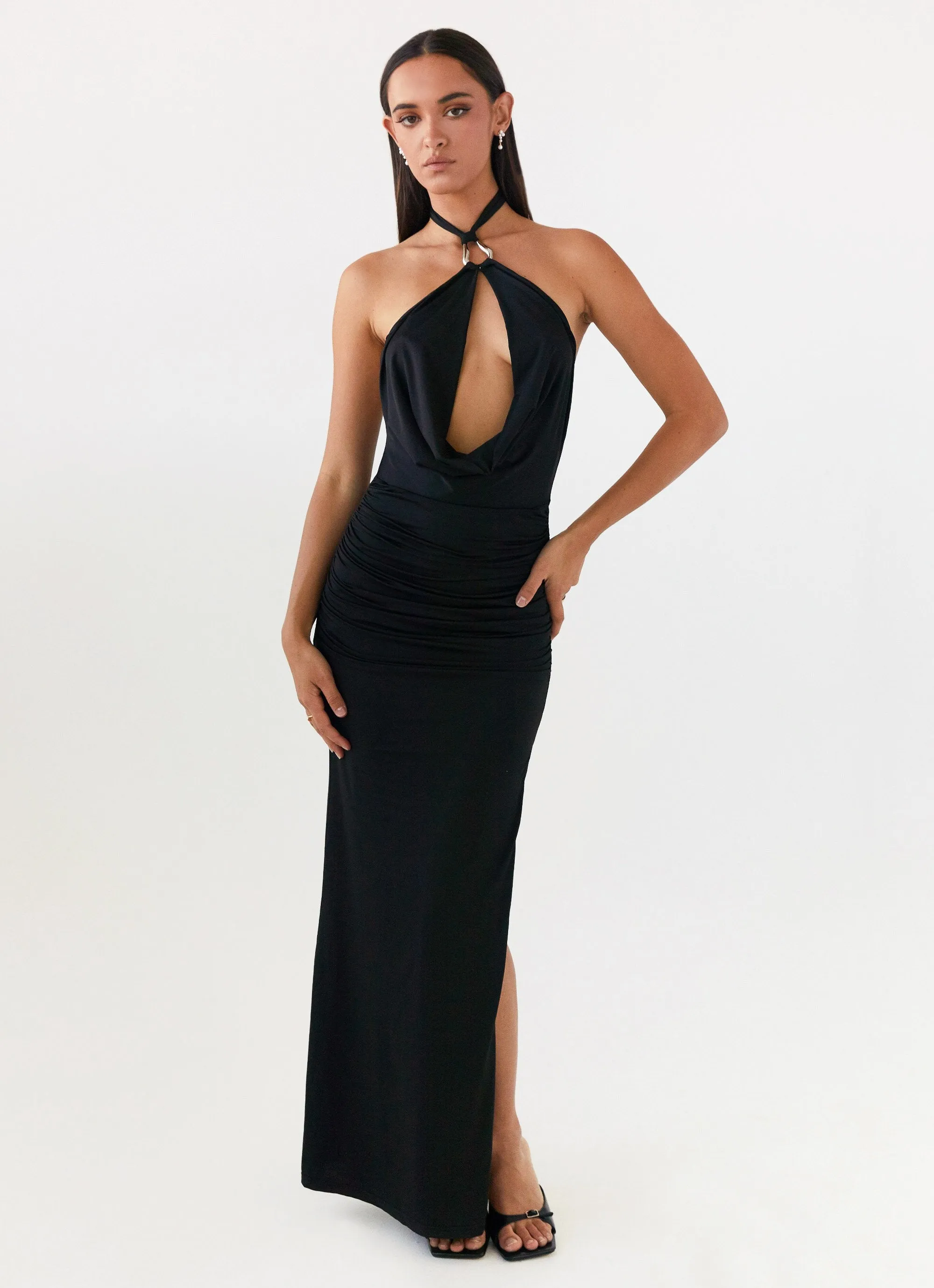 Samara Halterneck Maxi Dress - Black Everyday Layer
