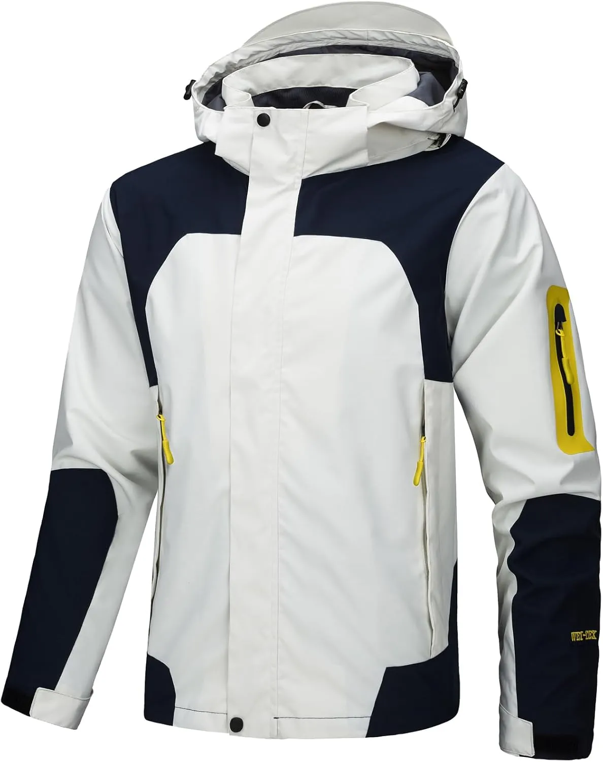 Rain Jacket for Men Lightweight Jacket with Detachable Hood Mountain Softshell Windbreaker Hiking Casual Raincoat