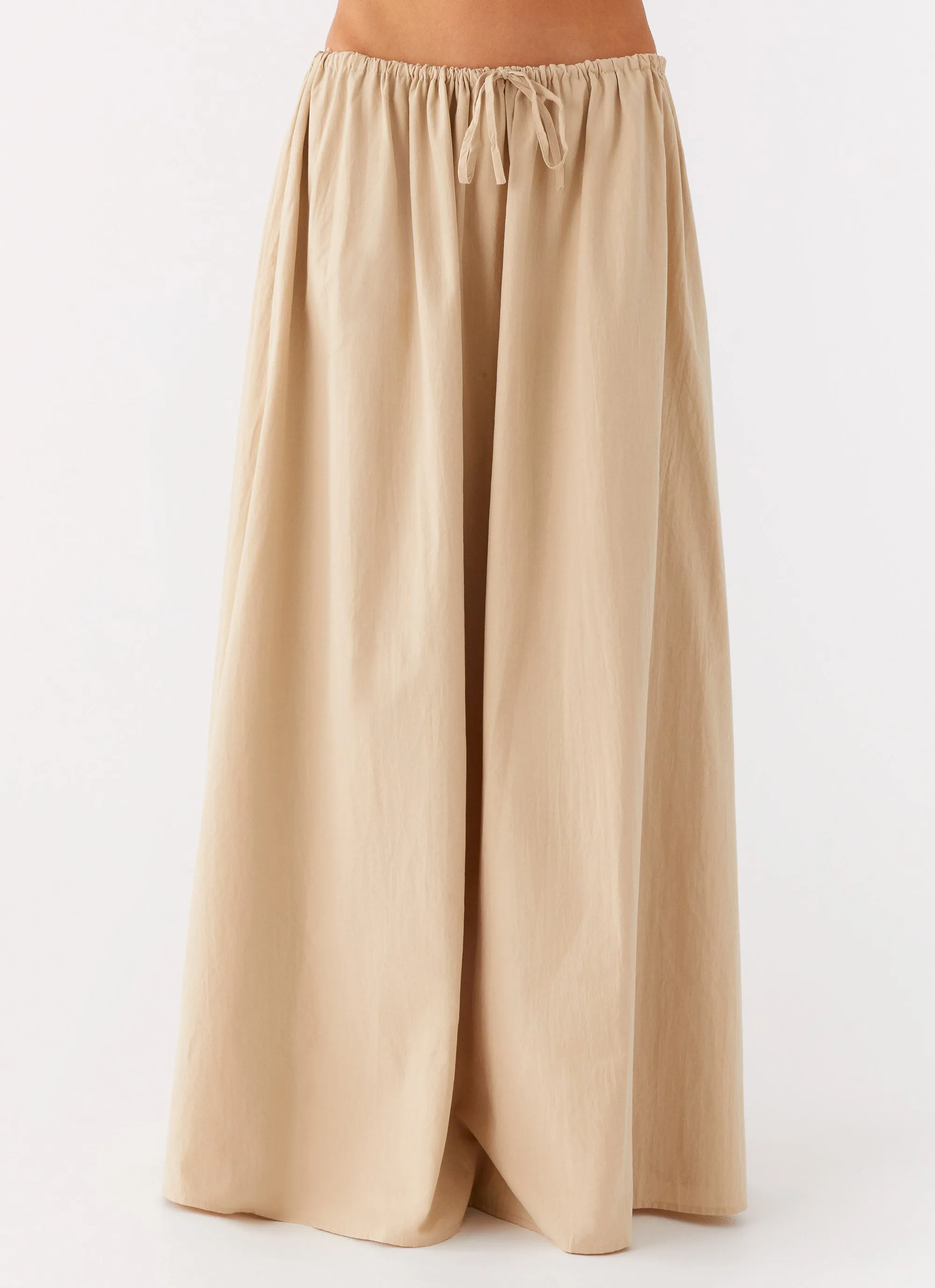 Elastic hemline Polished Cut Randy Maxi Skirt - Tan
