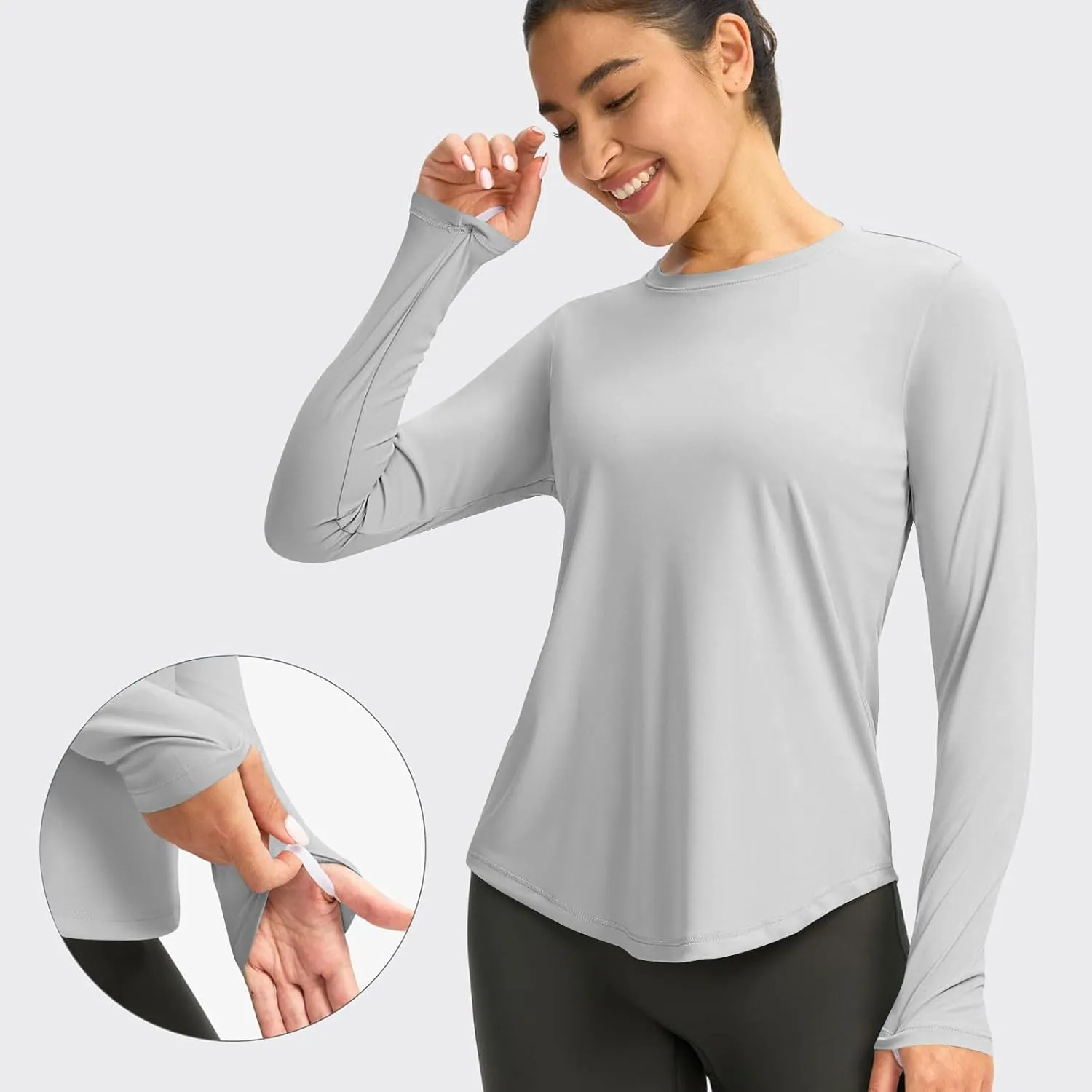 Rash Guard for Women UPF 50  SPF UV Protection Workout Tops with Thumb Hole Long Sleeve Lightweight Hiking Swim Shirts