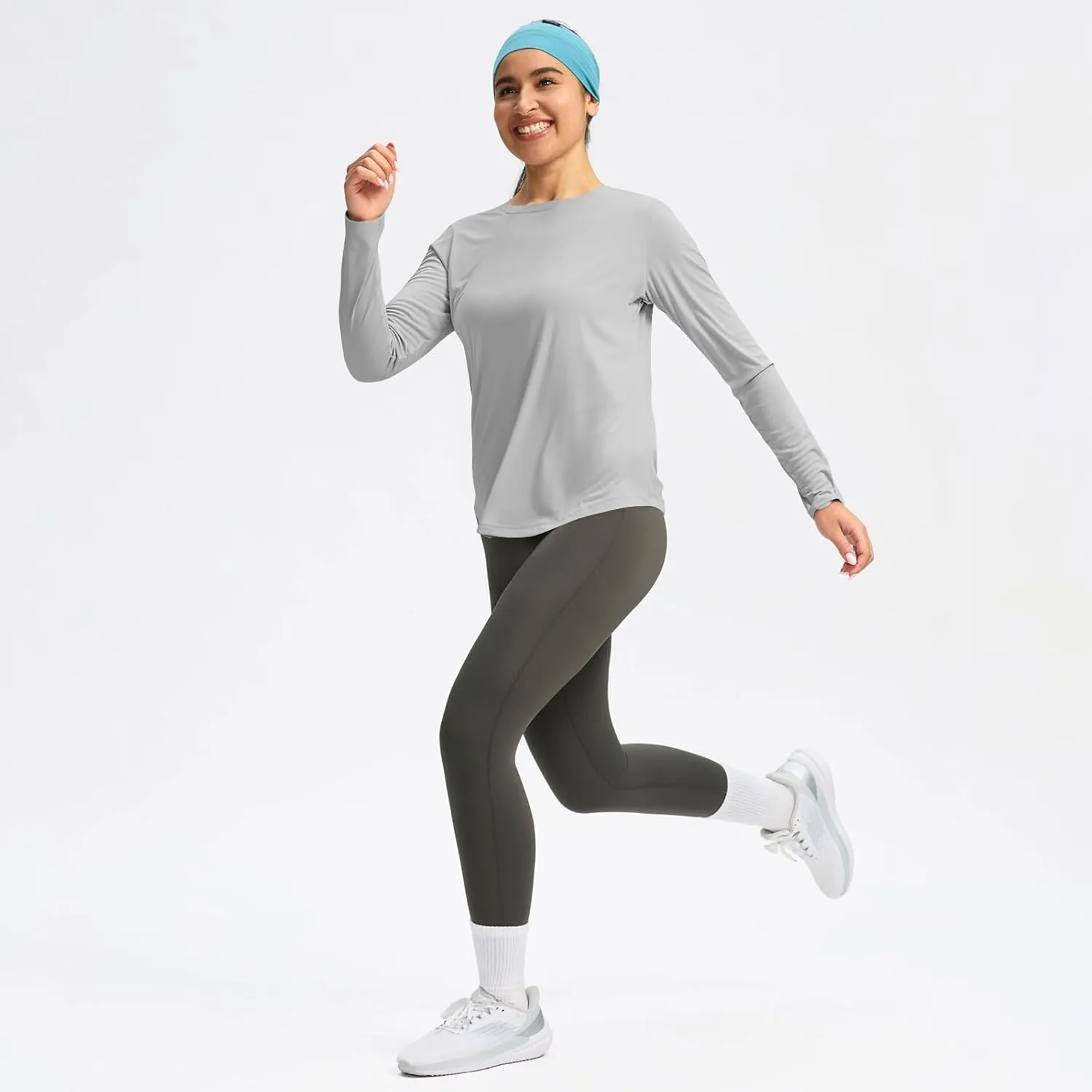 Rash Guard for Women UPF 50  SPF UV Protection Workout Tops with Thumb Hole Long Sleeve Lightweight Hiking Swim Shirts