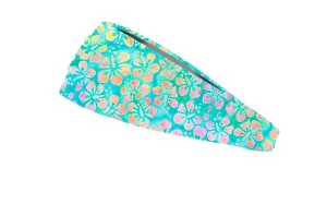 RAVEbandz The Pro - Wide Stretch Headband (Watercolor Hibiscus)