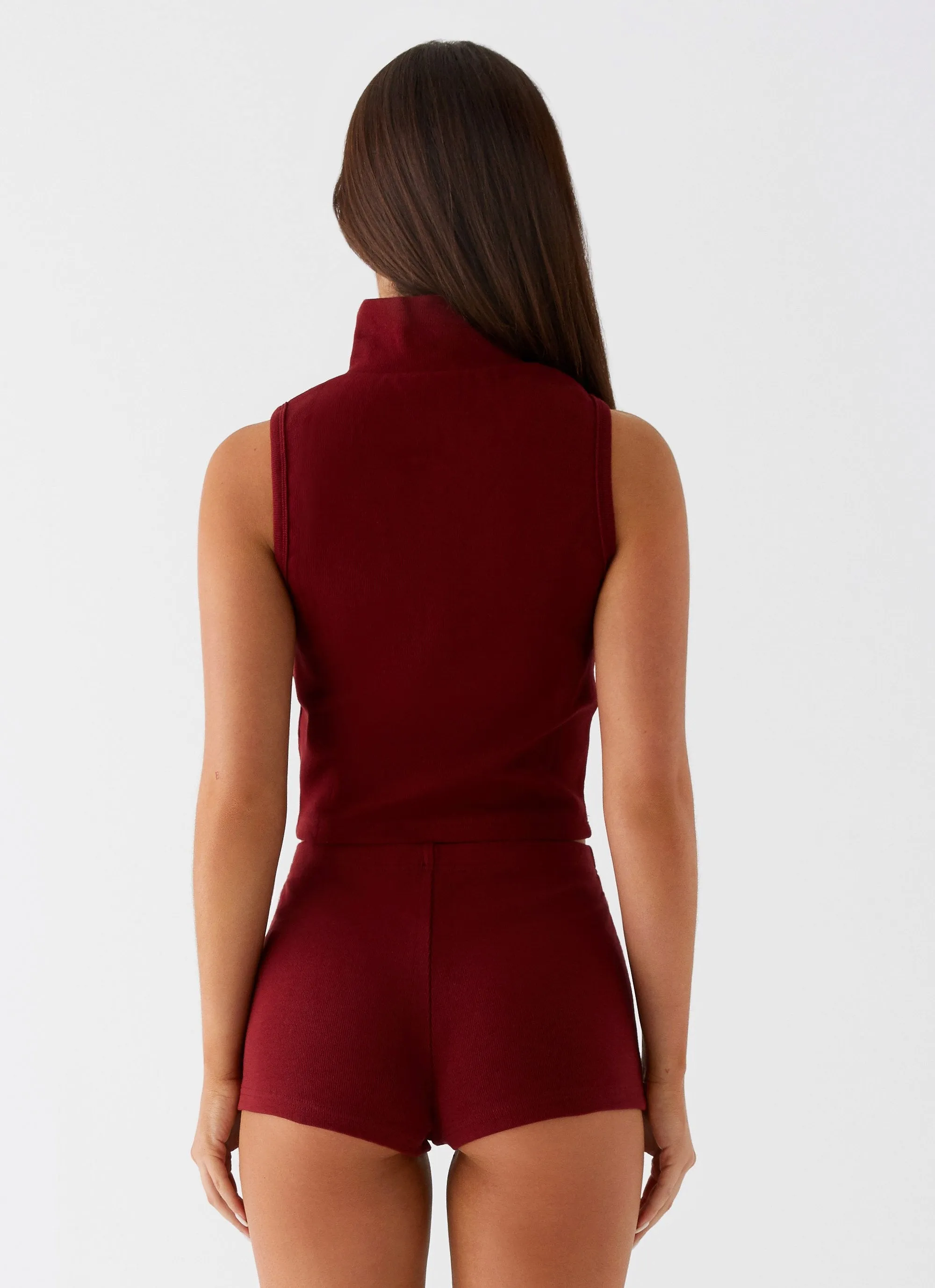 Ethically Sourced Yarn Spectate Collar Top - Maroon