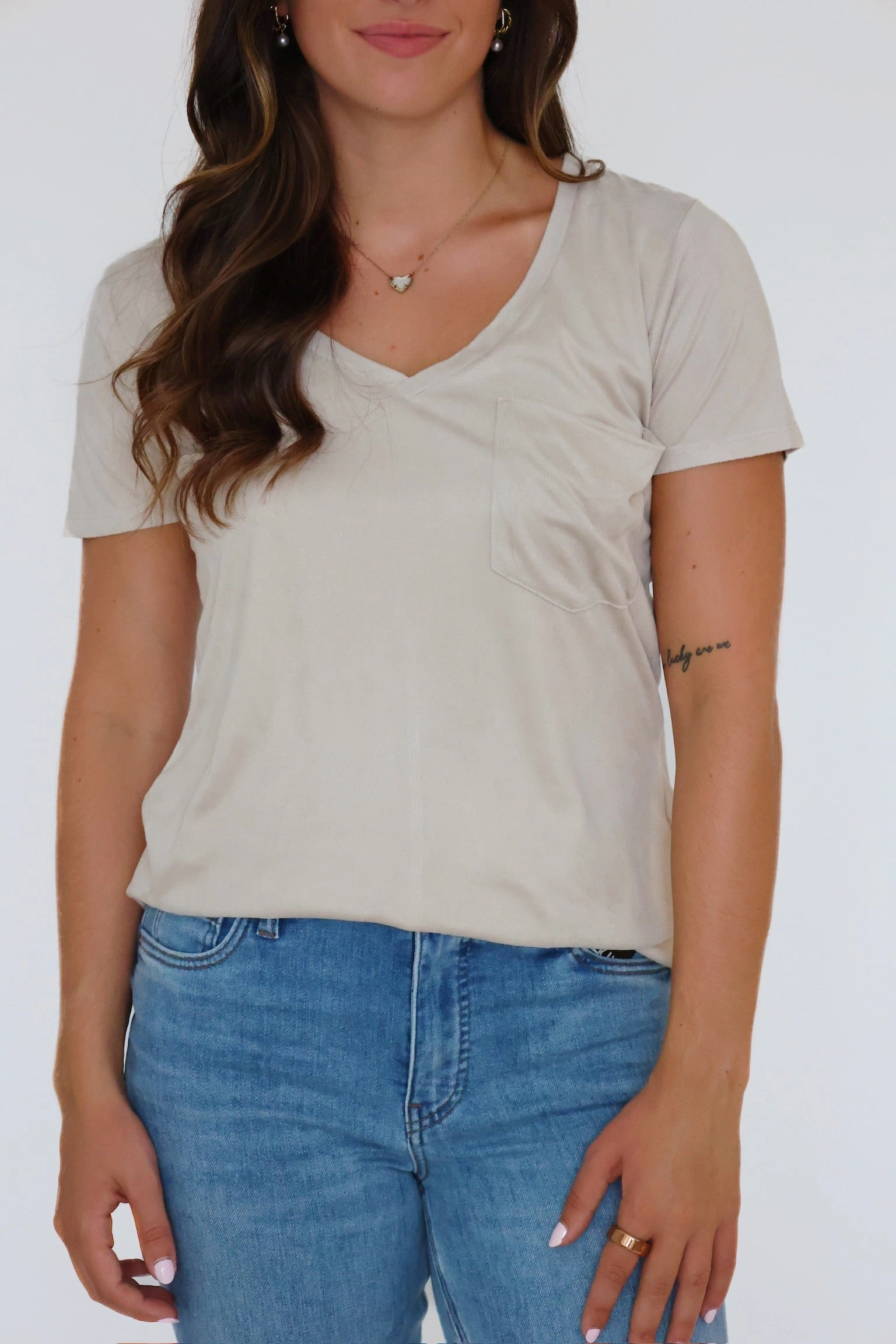 Phoenix V-Neck Tee - Birch DurableWeave Distressed Texture