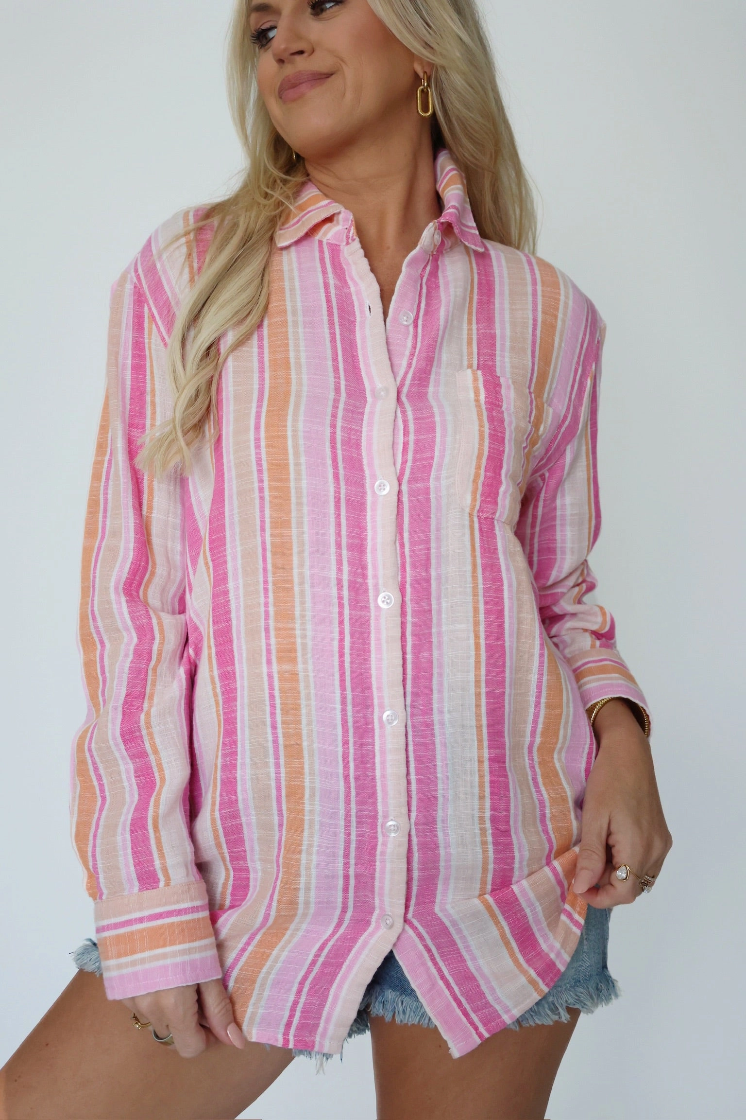 Saturdays Stripe Shirt - Multi (FINAL SALE) WideNeckline