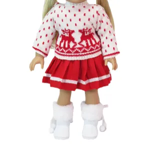 Red Reindeer Skirt Set for 18-inch dolls