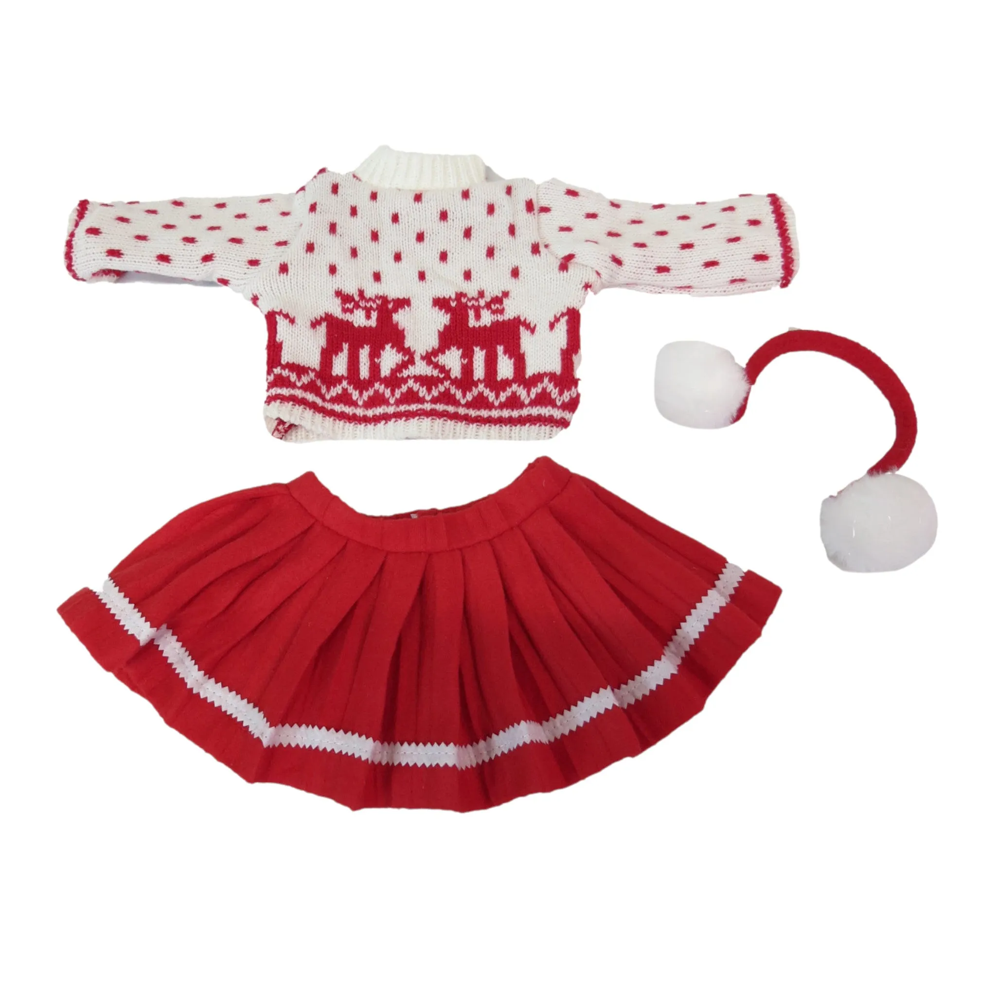 Red Reindeer Skirt Set for 18-inch dolls