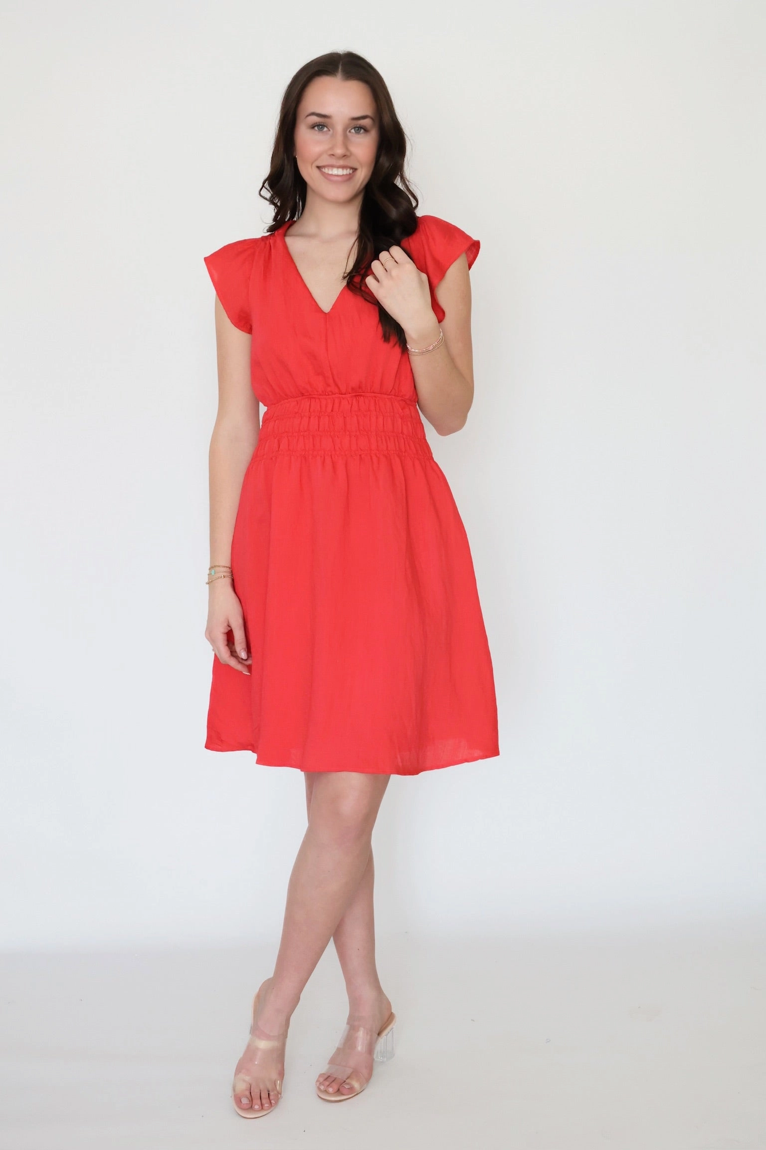 Office Attire Trendy Look Reese Flutter Sleeve Dress (Final Sale)