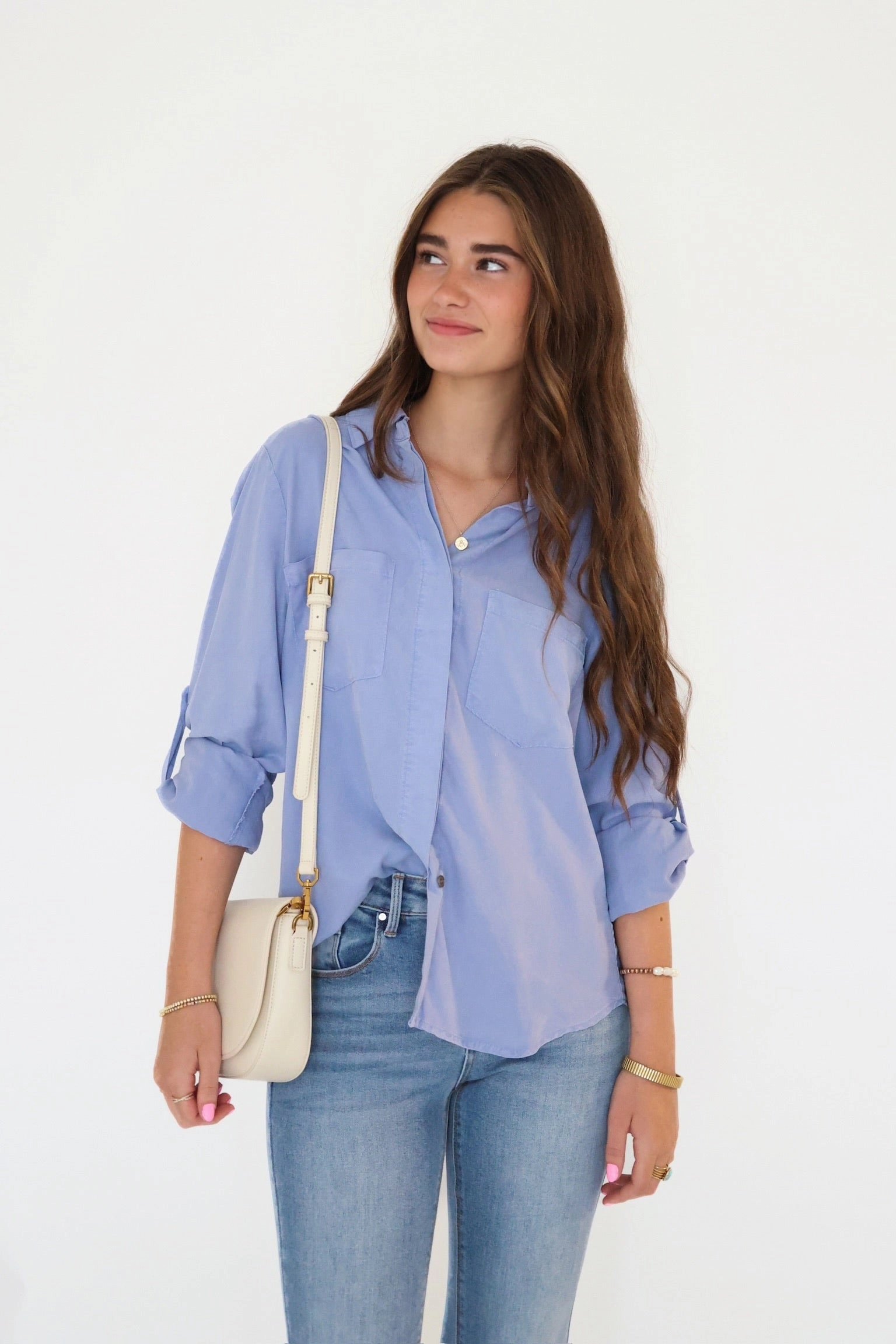 hypoallergenic material Elise Tencel Top- Blueberry