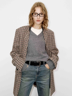 Houndstooth Collarless Blazer Day To Day Ultra Soft Brushed Interior