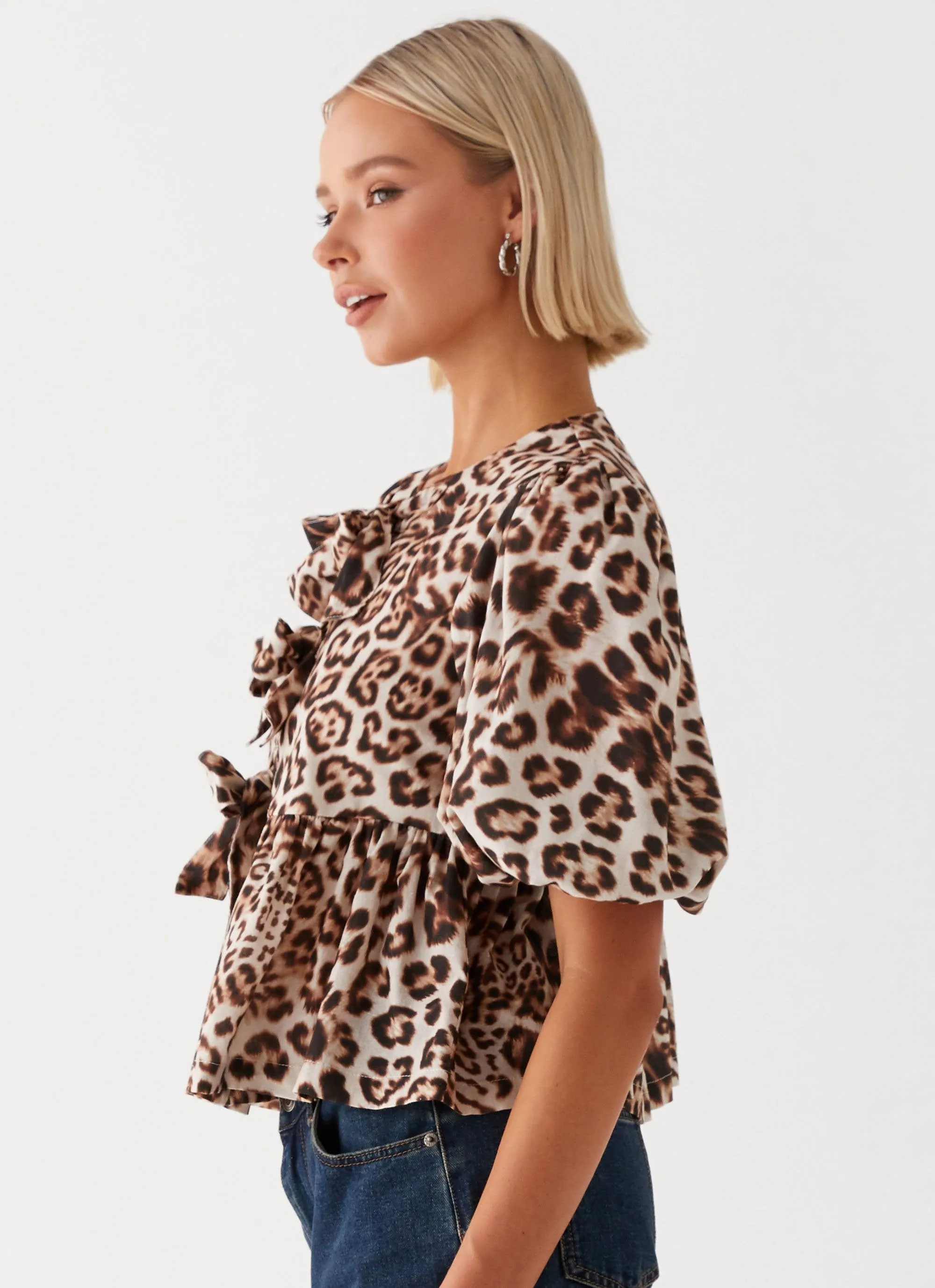 SweatWicking Fabric Western Wind Tie Top - Leopard