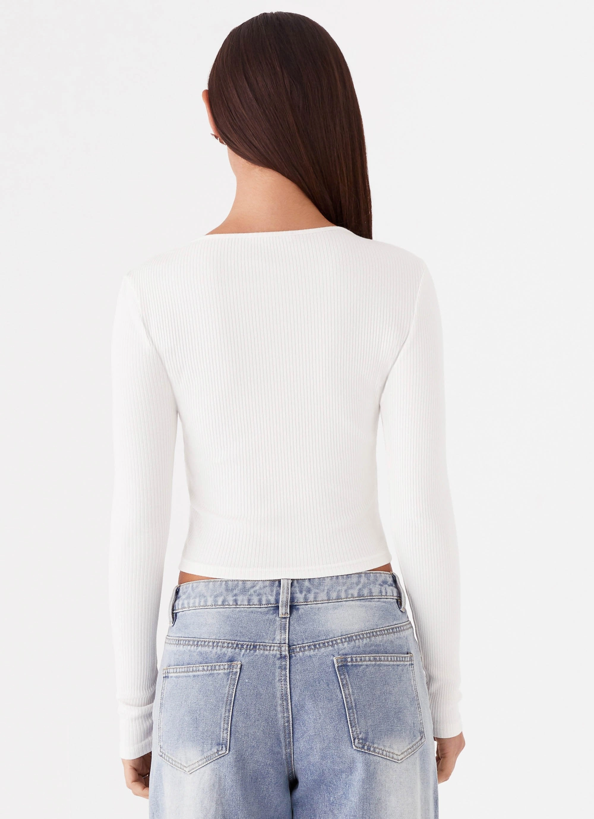 Cassius Long Sleeve Top - Ivory Elegant Look