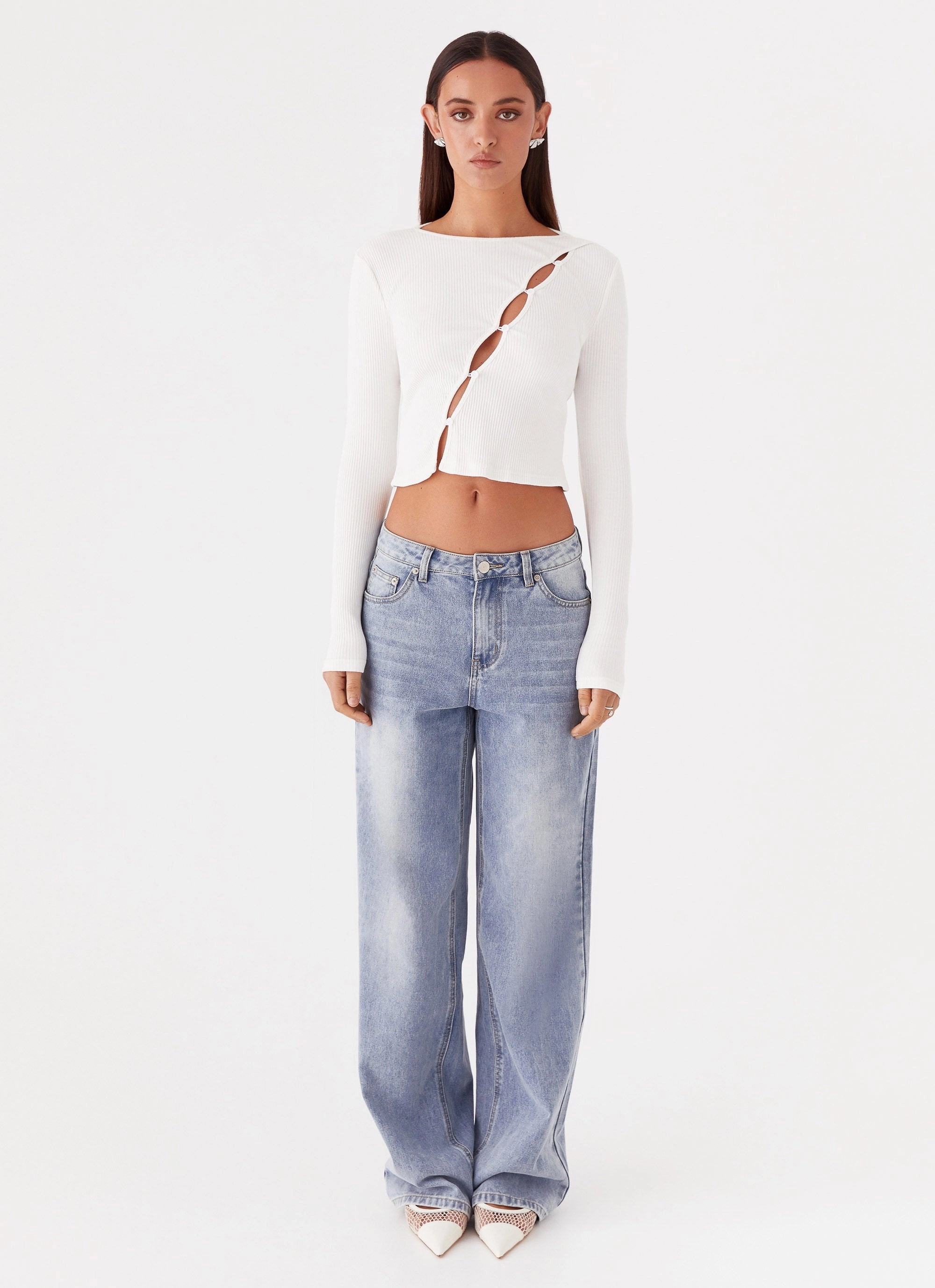 SmoothZipper Cassius Long Sleeve Top - Ivory