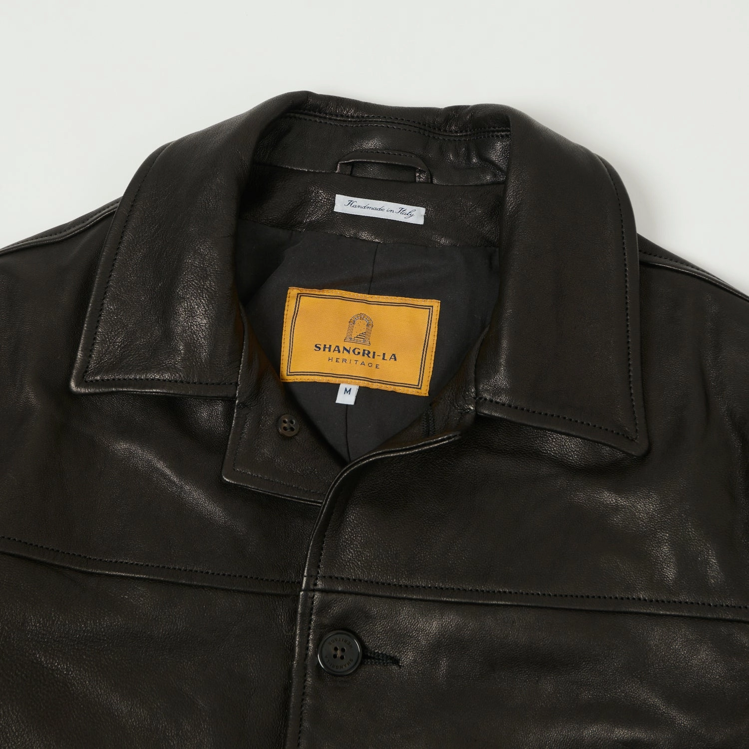 Shangri-La Heritage 'Enzo' Leather Car Coat - Black Adjustable Hem