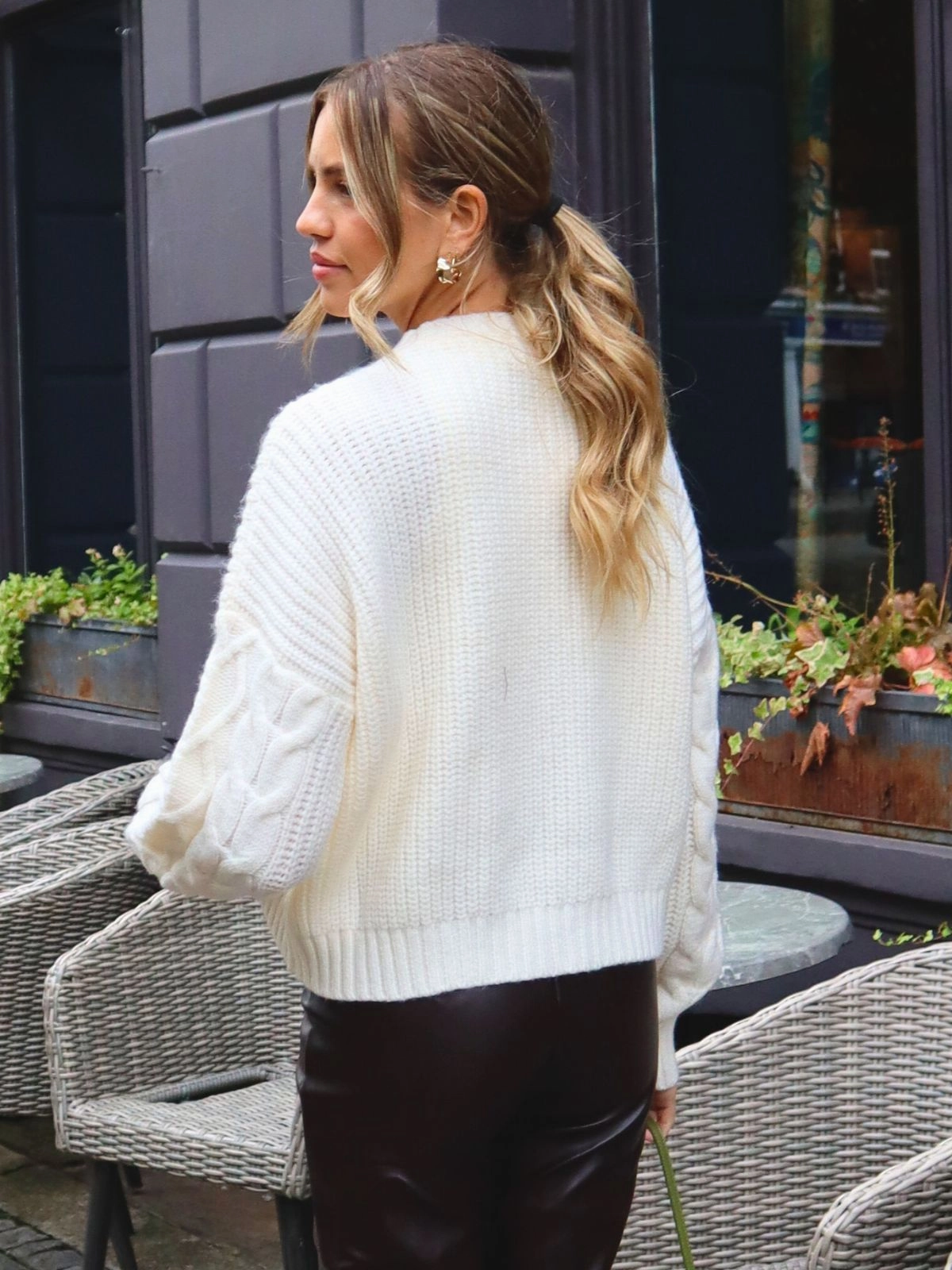 NEW FIT Juniper Cable Knit Jumper in Cream NonRestrictive Fit LowProfileZipperSystem