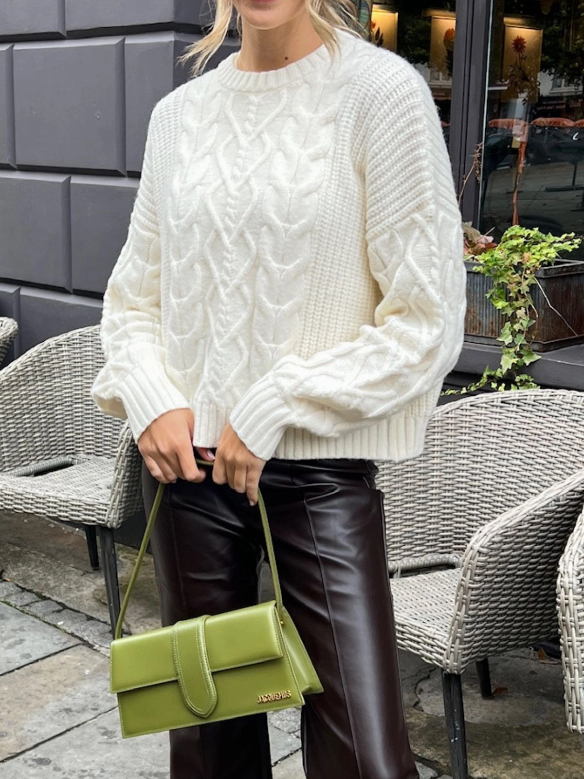 BambooBlend FrictionResistant Fabric NEW FIT Juniper Cable Knit Jumper in Cream