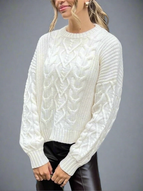 wrinkle free finish Bonded Seam Construction NEW FIT Juniper Cable Knit Jumper in Cream