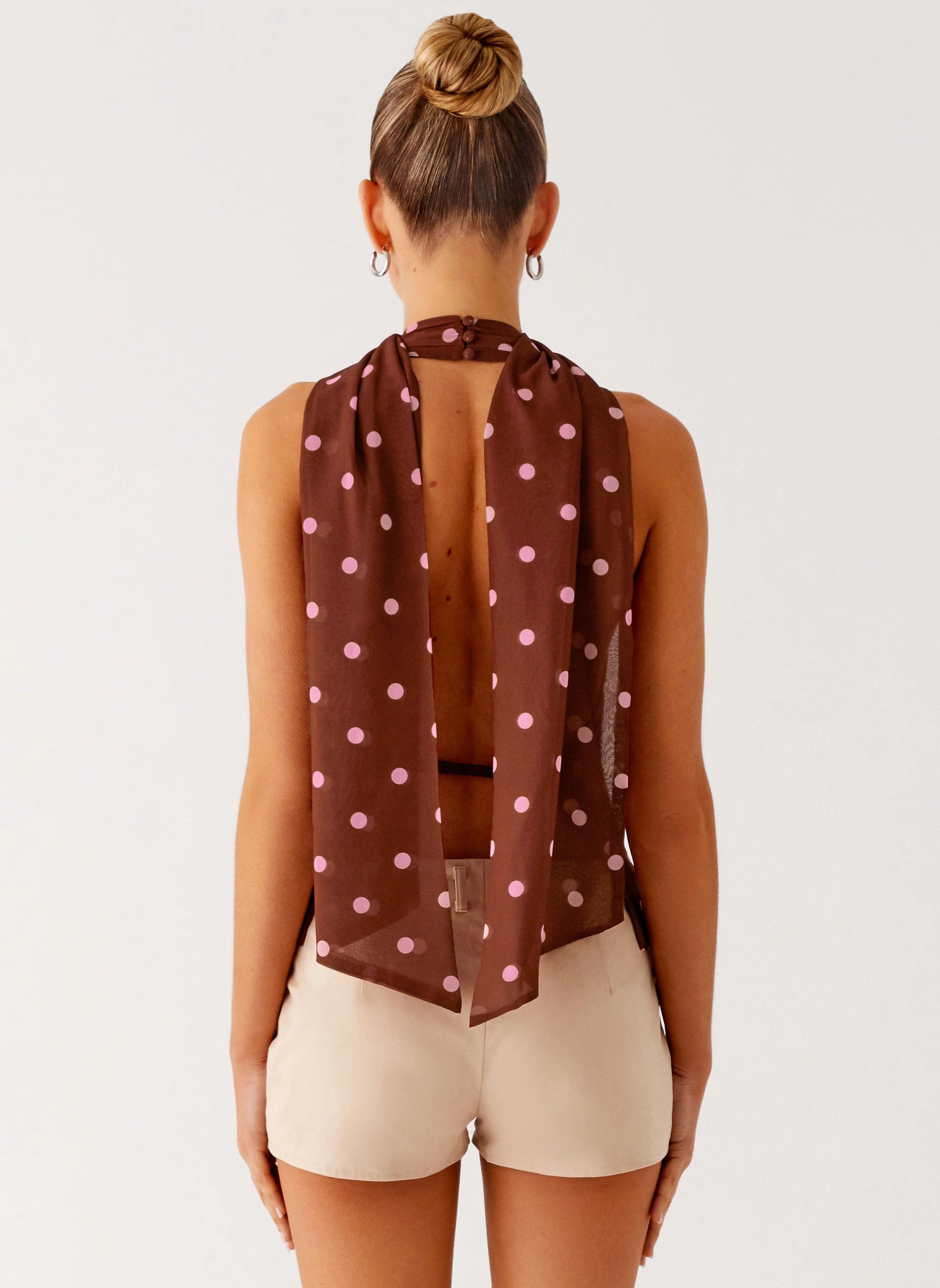 StretchFit Stealing Love Scarf Top - Chocolate Strawberry Dot