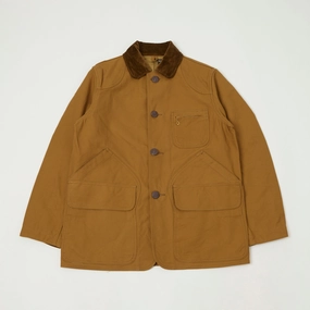 Sugar Cane Corduroy Collar Canvas Hunting Jacket - Brown Weekend Casual Fit InterchangeableLining