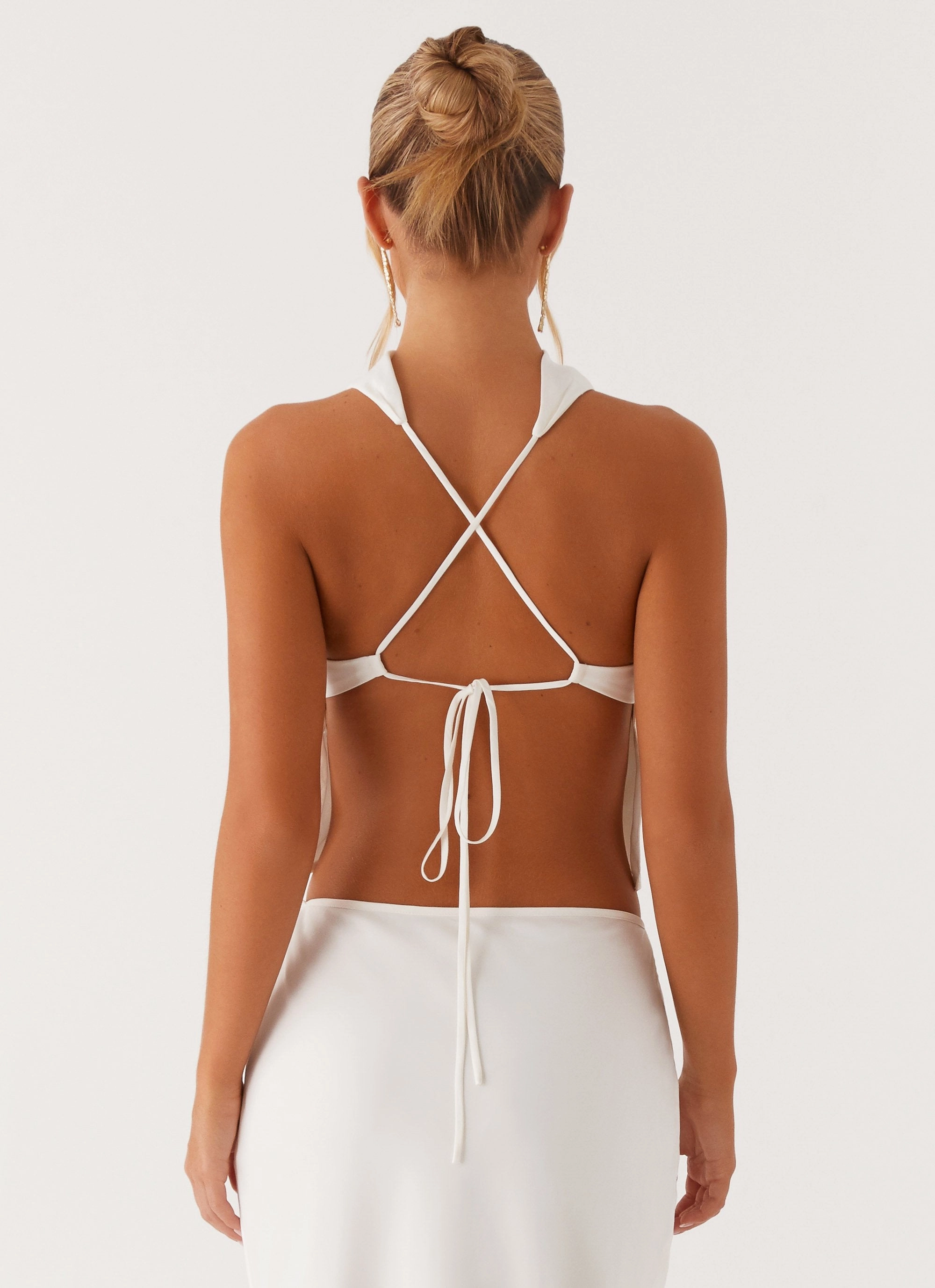 Reflective Detailing Brookie Satin Top - White