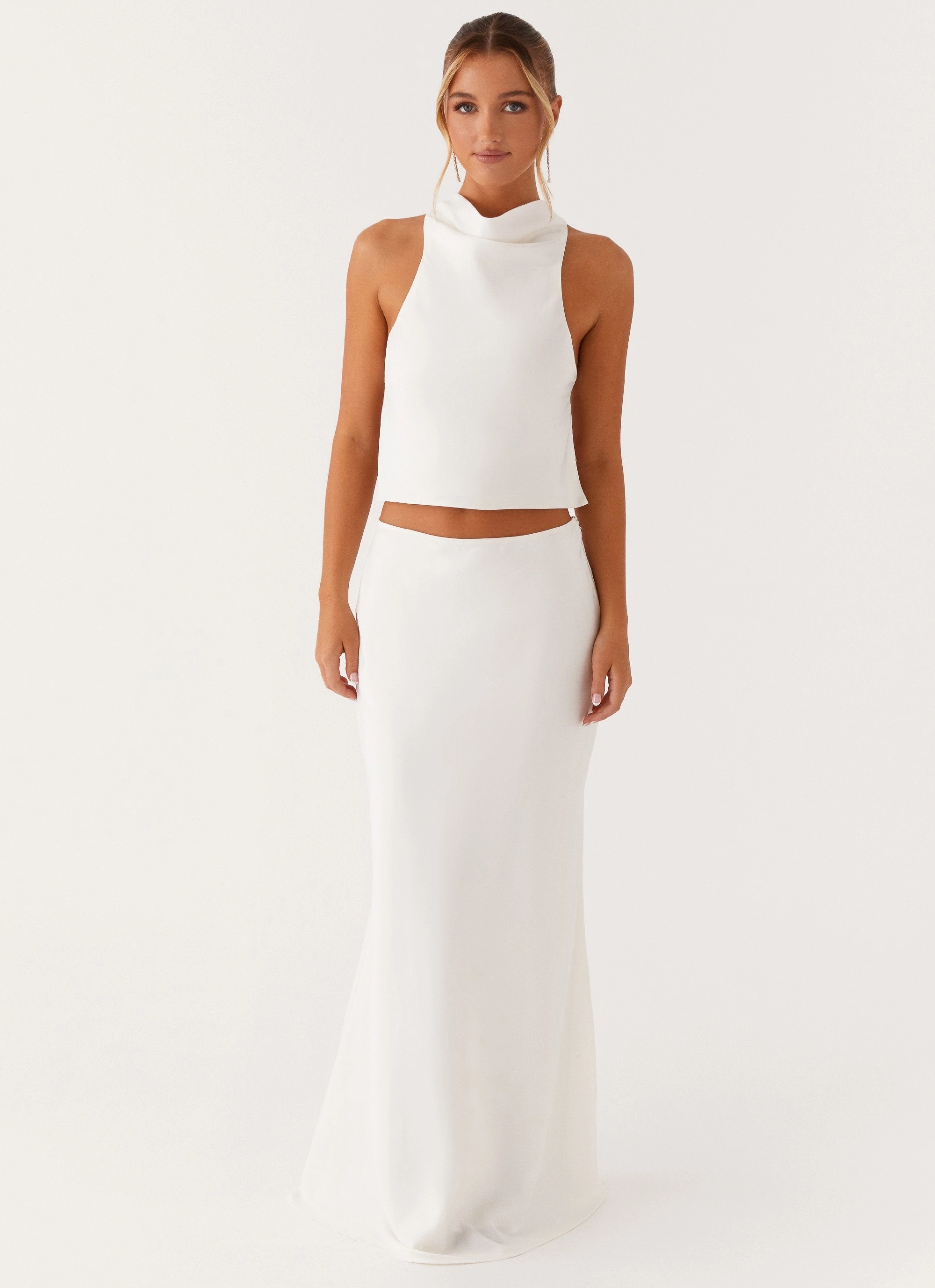 Brookie Satin Top - White FlexibleKnit OdorResistantTreatment